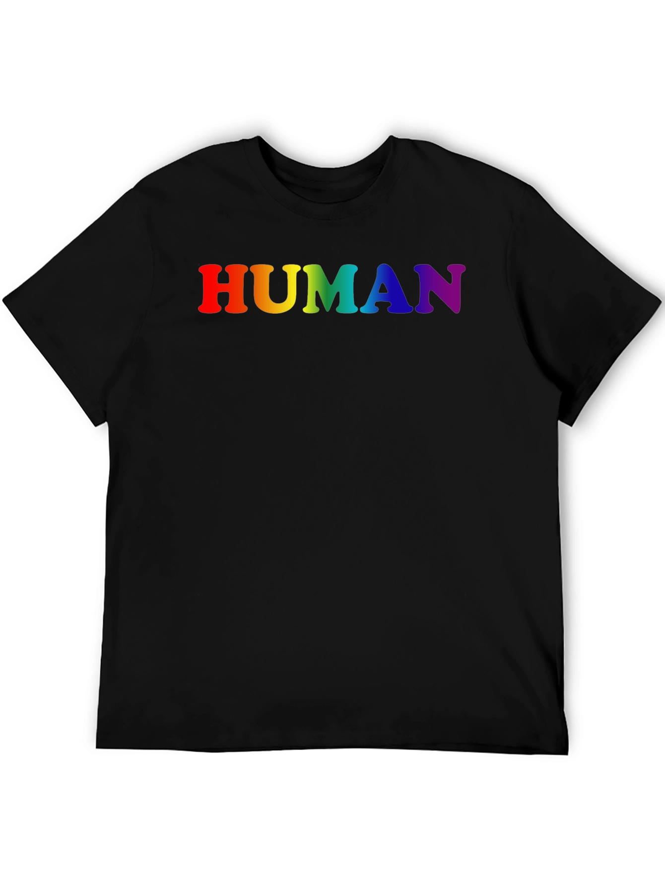 Black Rainbow HUMAN Graphic Black T-Shirt view 5