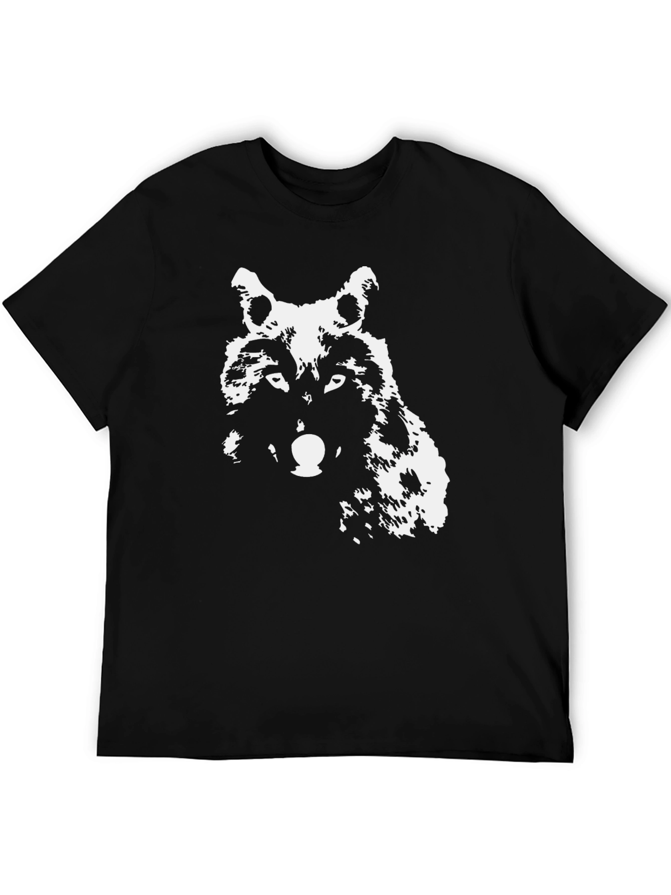 Black Wolf Graphic Print Black T-Shirt - Casual Style view 5