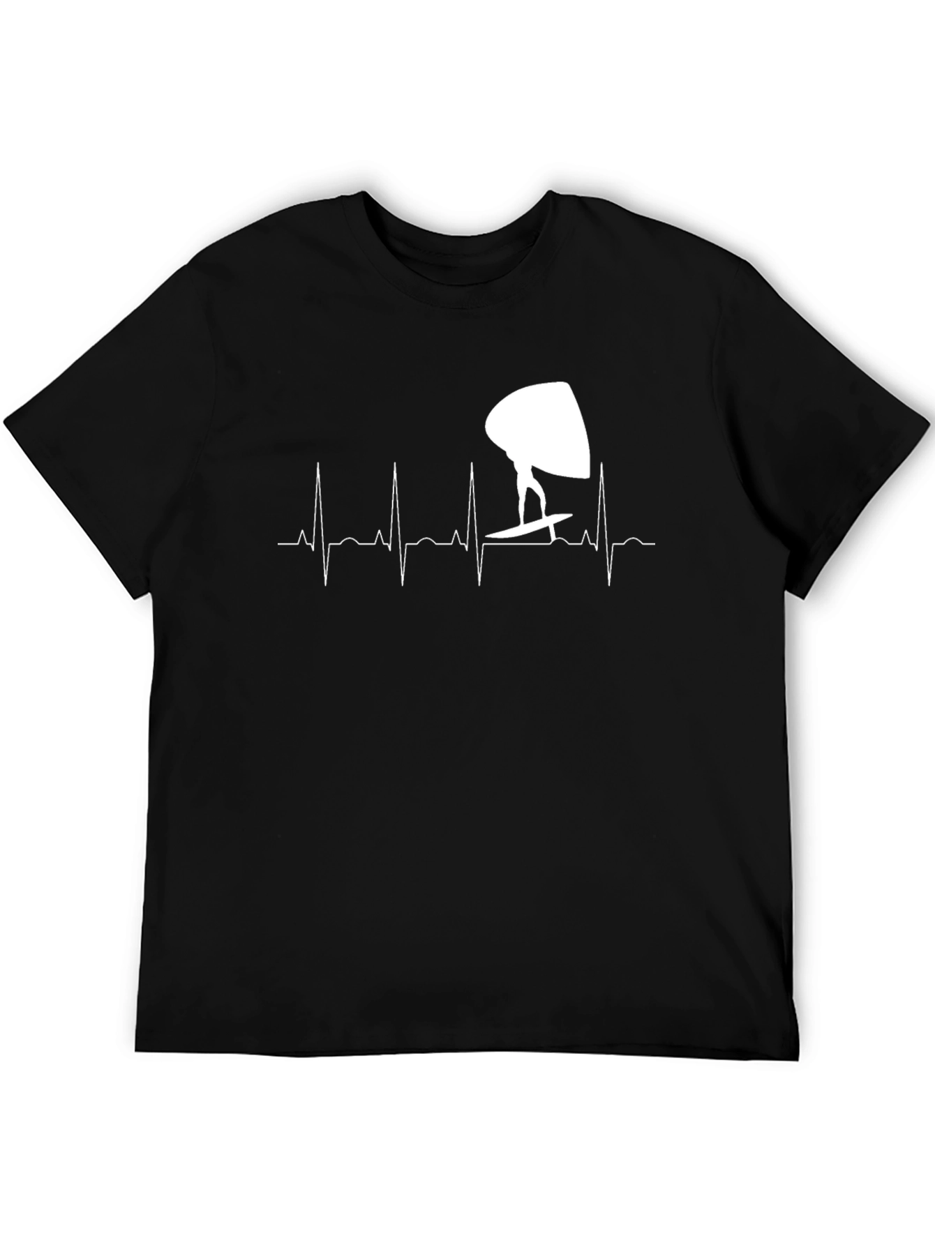 Black Windsurf Heartbeat T-Shirt - Black Surf Tee view 5