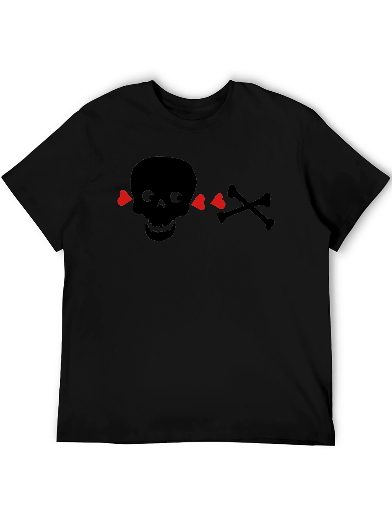 Black Skull & Crossbones Heart Eyes T-Shirt - Black view 5