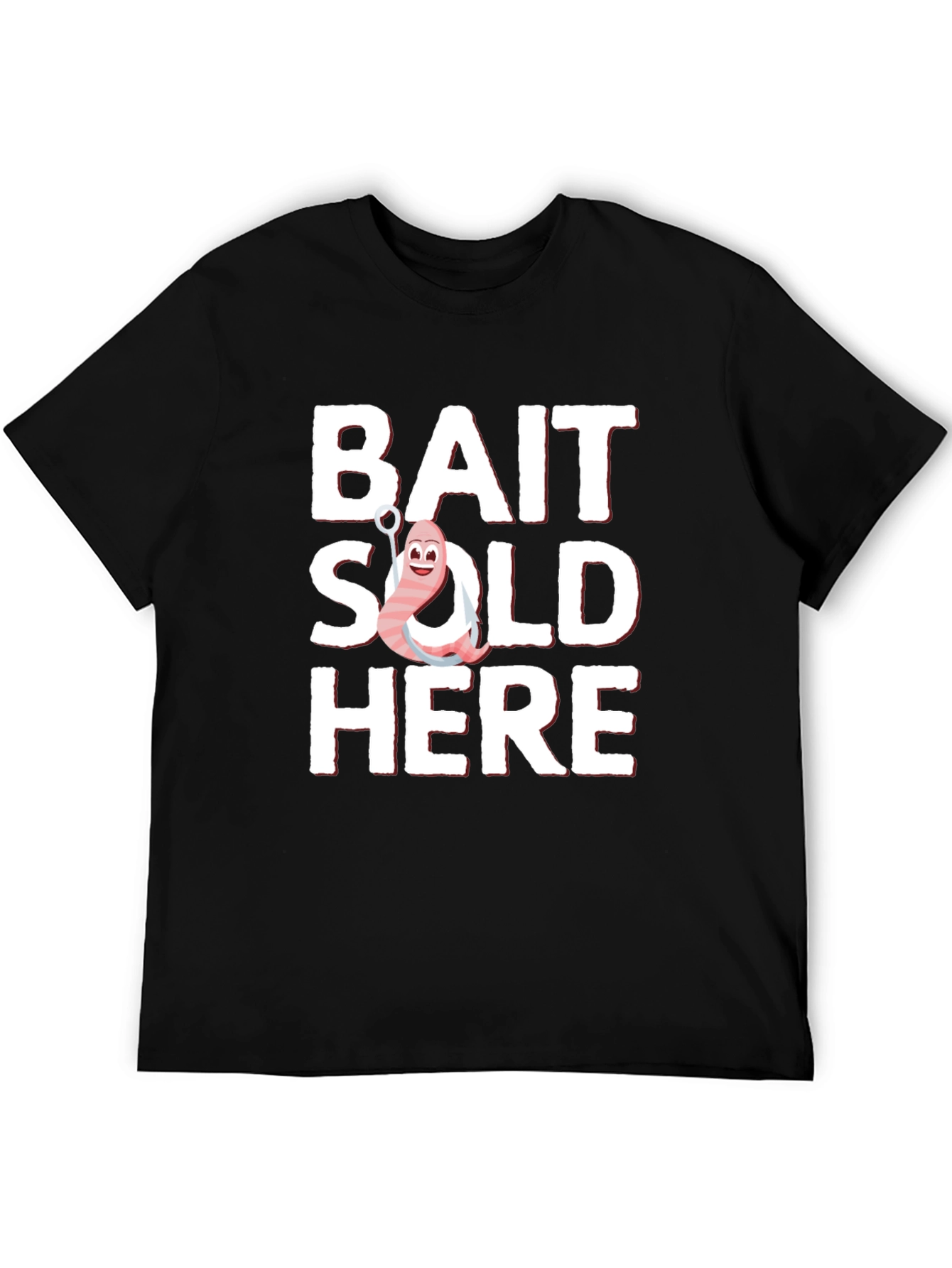 Black Bait Sold Here Graphic T-Shirt - Fishing Humor view 5