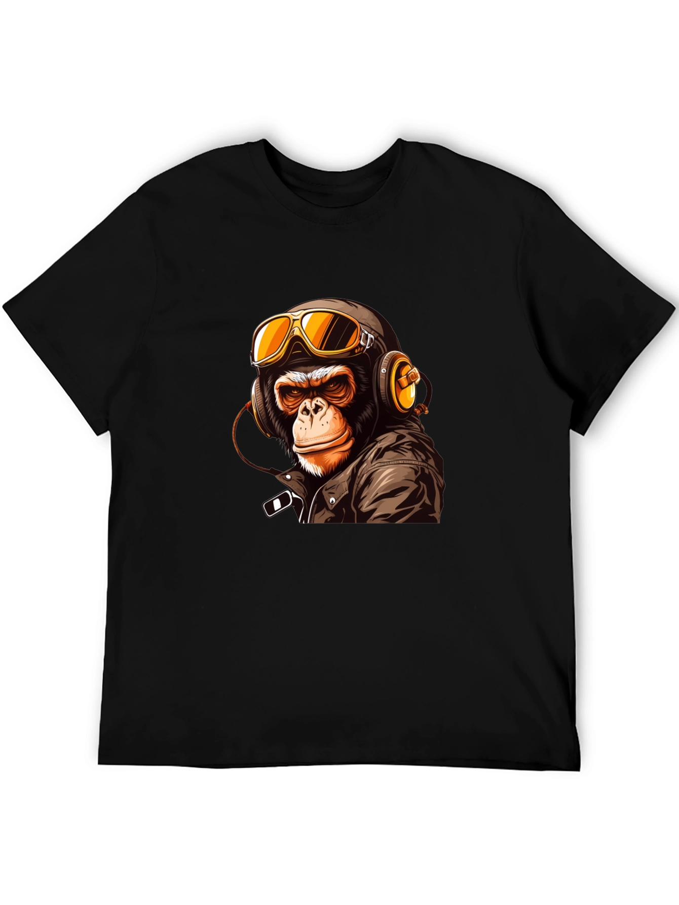 Black Cool Biker Monkey Graphic Tee - Black view 5
