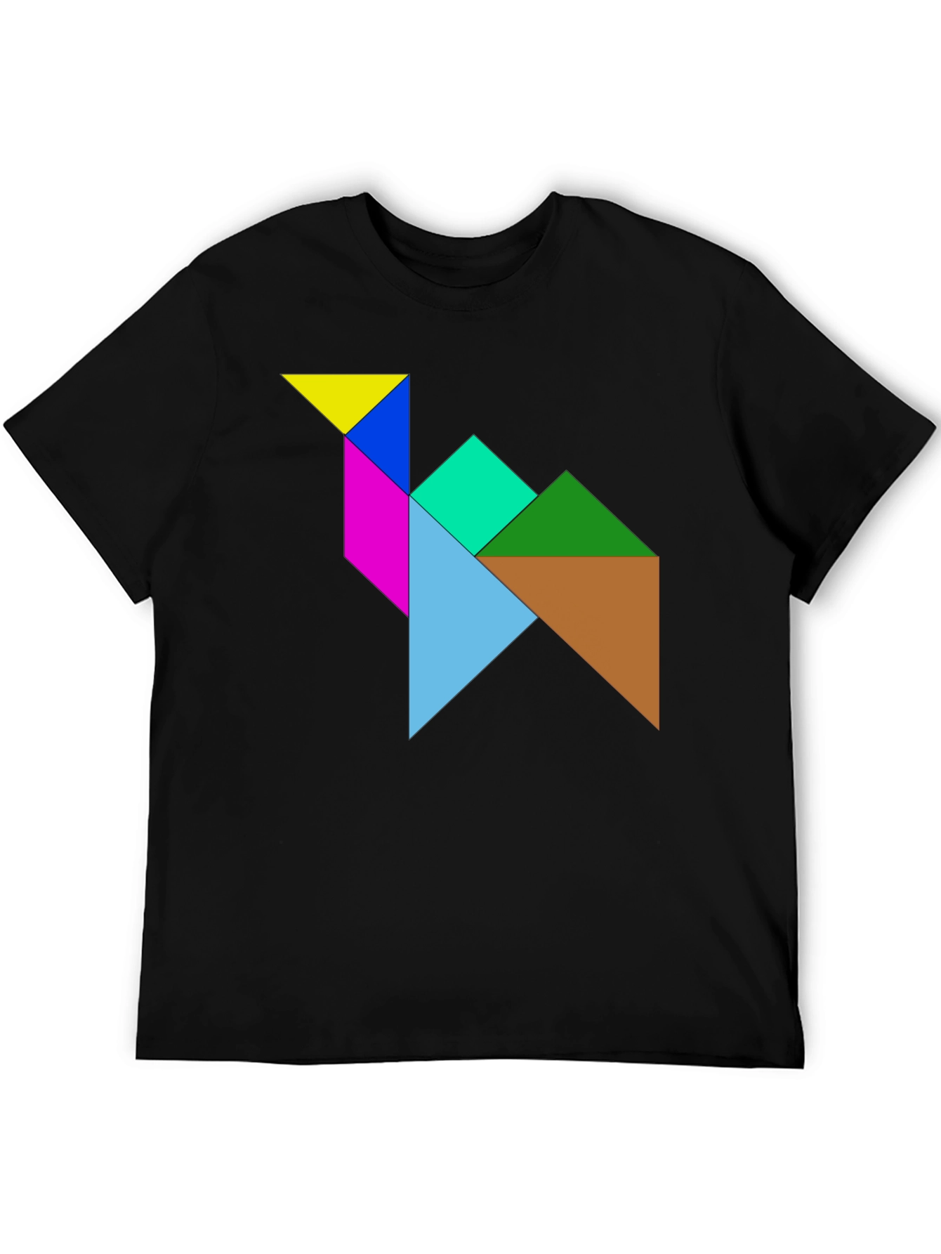Black Tangram Camel T-Shirt - Puzzle Design Tee view 5