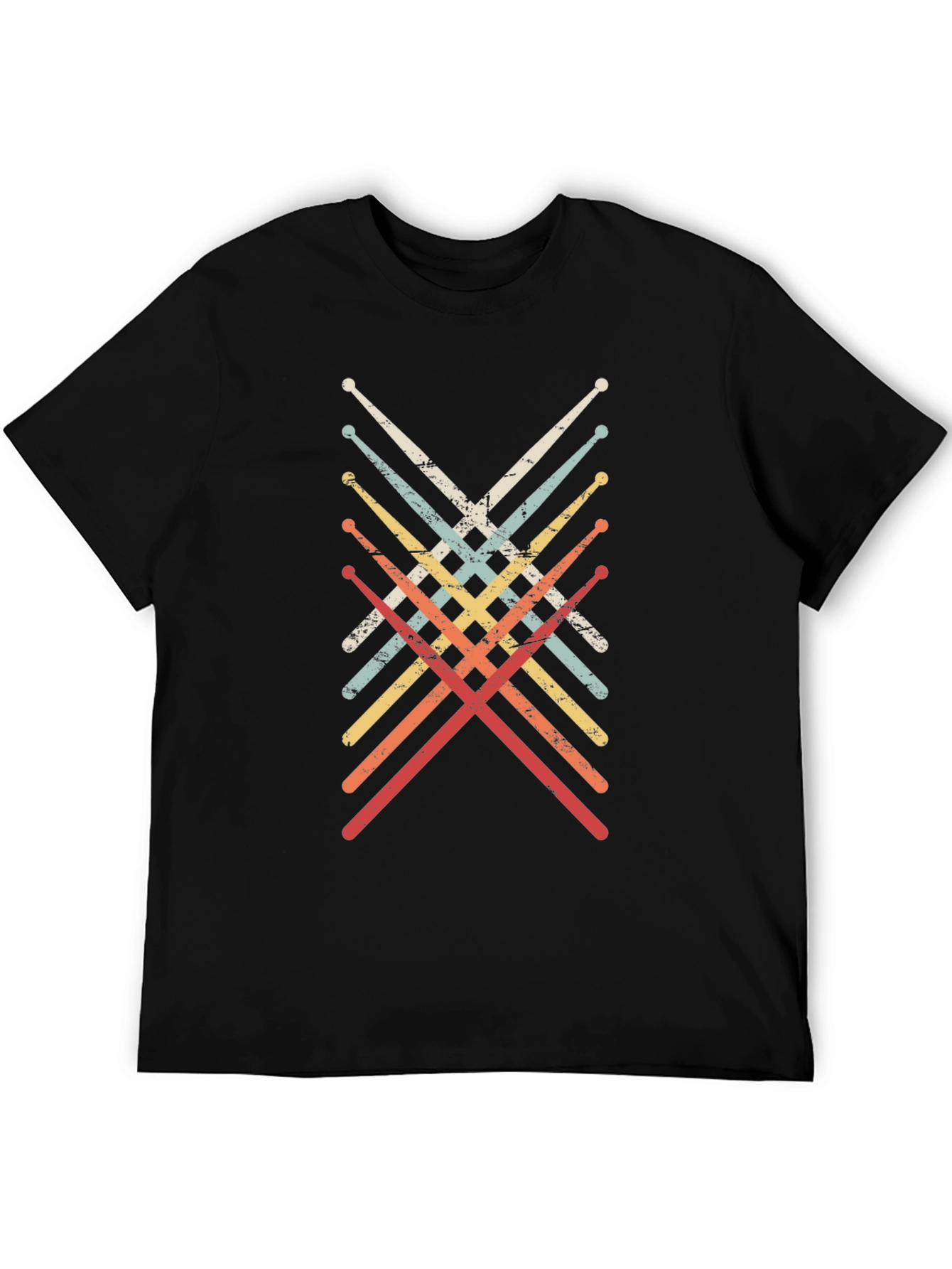Black Retro Drumsticks T-Shirt - Musician Tee view 5