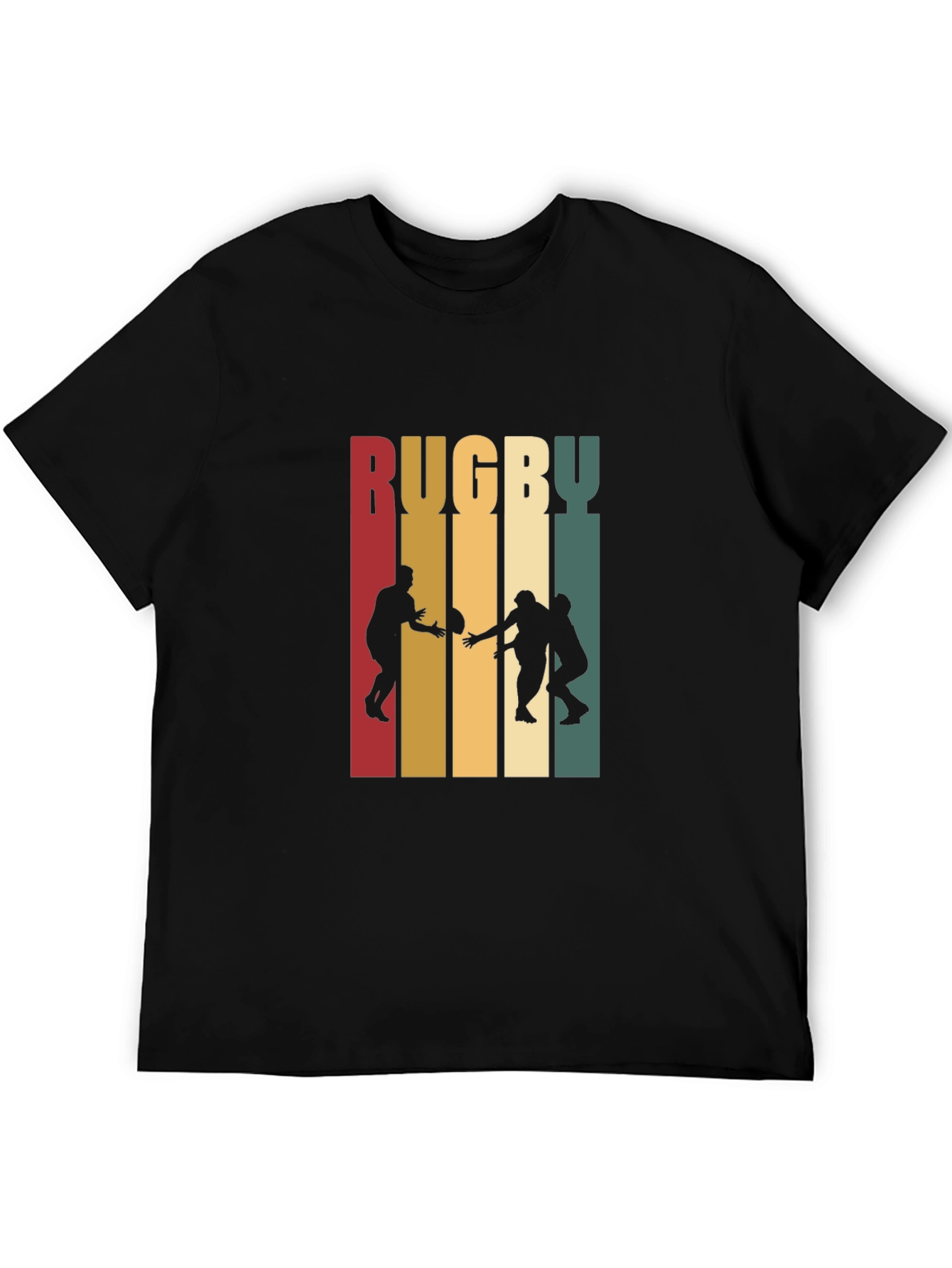 Black Rugby Graphic T-Shirt | Retro Style Cotton Tee view 5