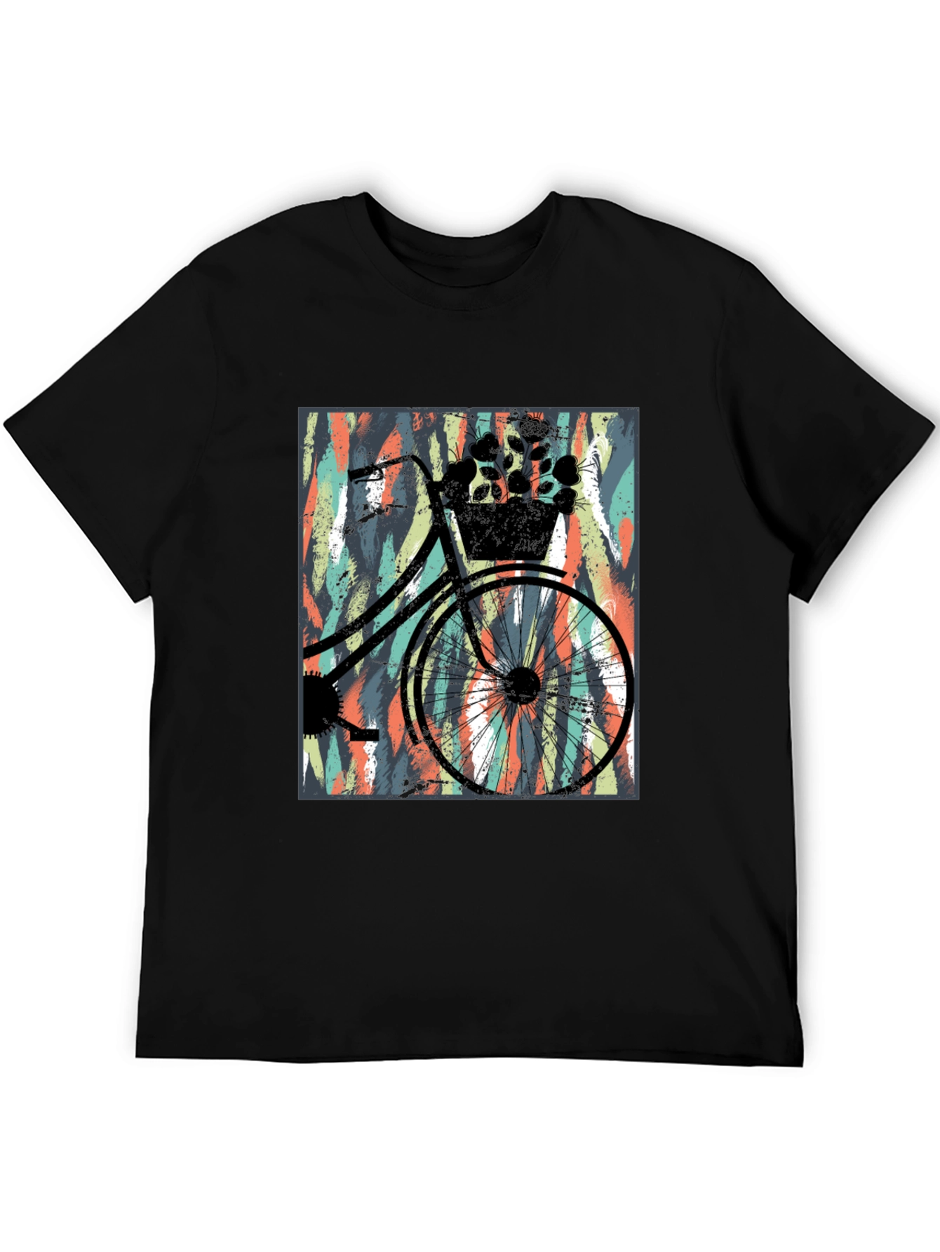 Black Stylish Black T-Shirt with Bicycle Graphic view 5
