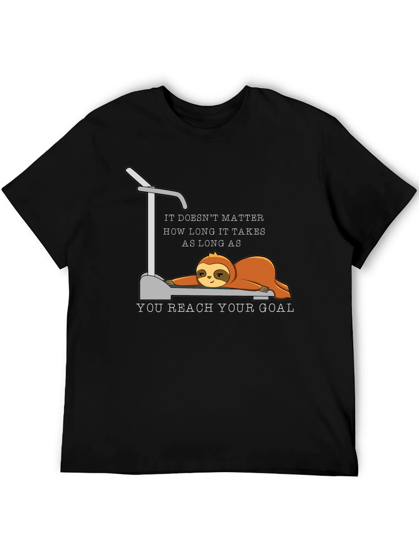 Black Sloth Treadmill Motivational T-Shirt view 5