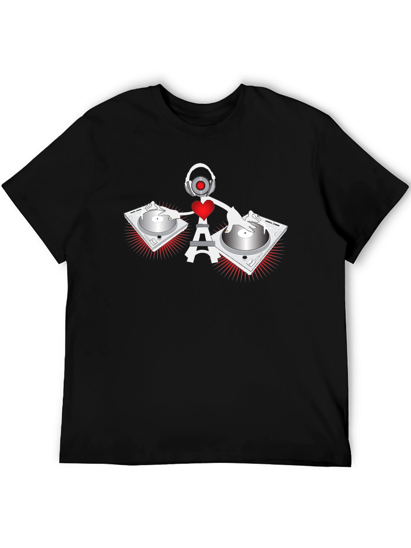 Black DJ Eiffel Tower Graphic Tee - Black view 5