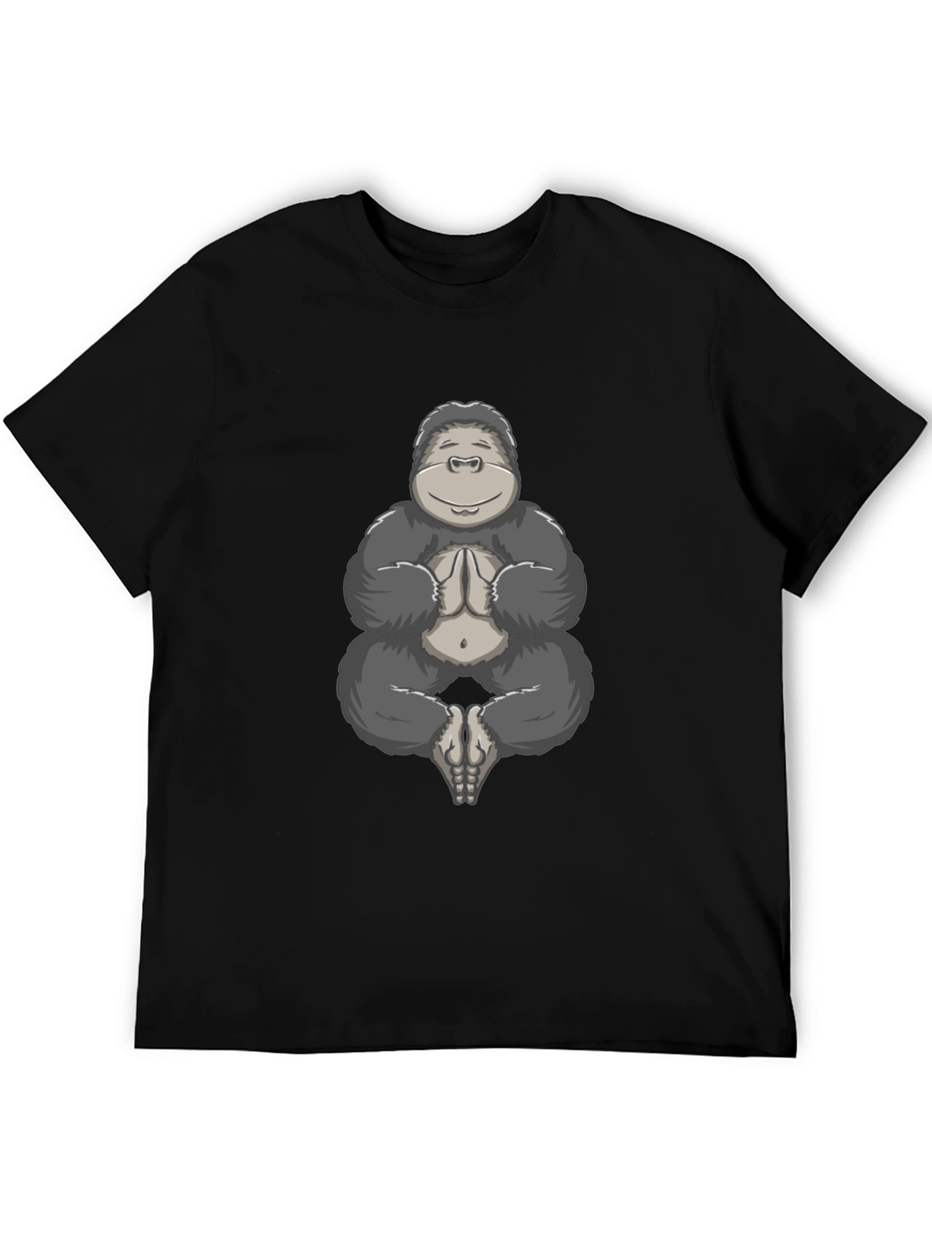Black Zen Gorilla T-Shirt - Meditating Ape Design view 5