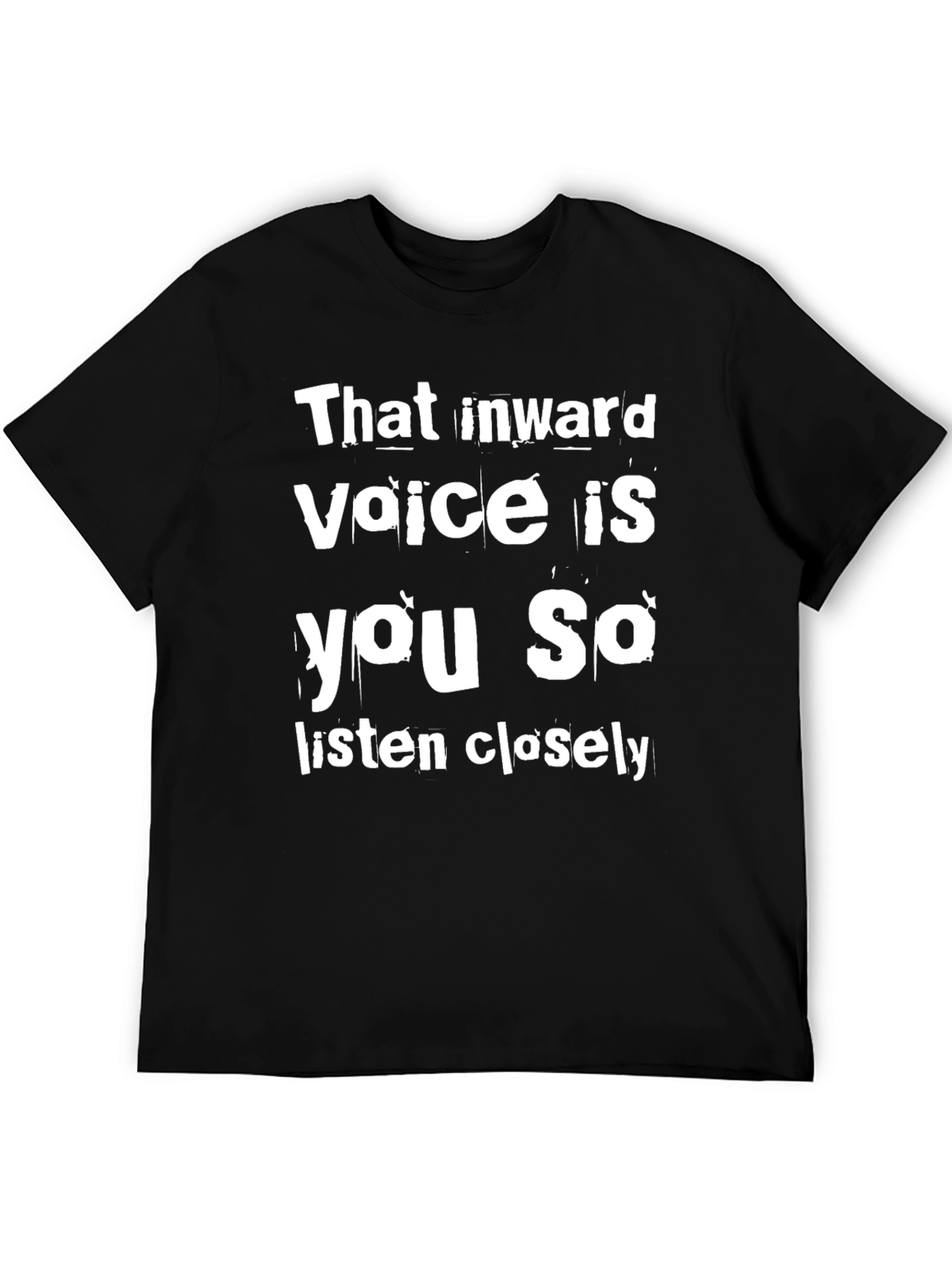Black Inward Voice Tee - Listen Closely Graphic T-Shirt view 5