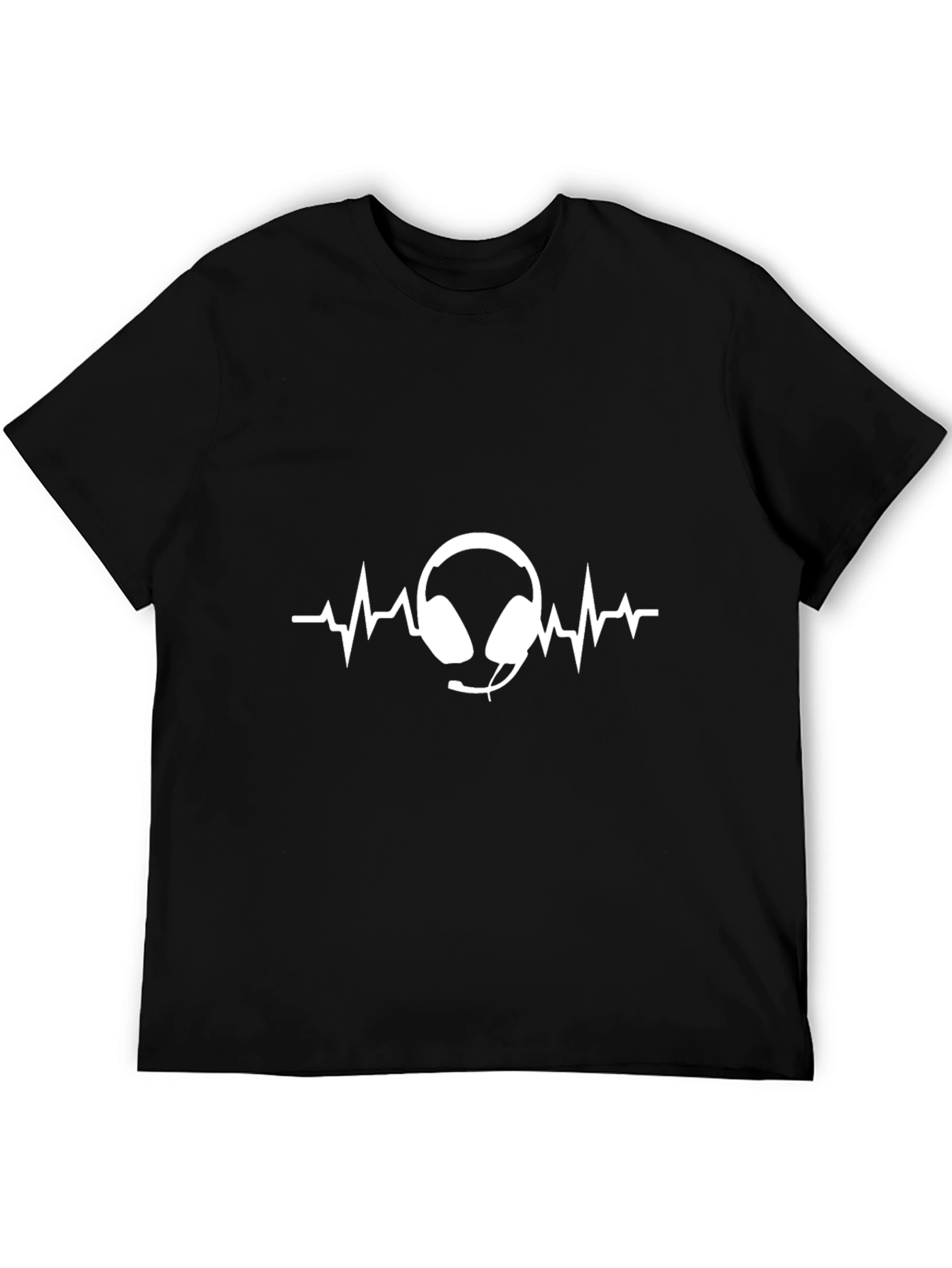 Black Headphone Heartbeat T-Shirt - Gamer Tee view 5