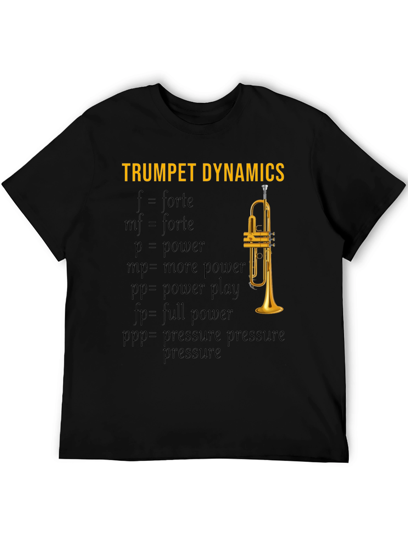 Black Trumpet Dynamics T-Shirt - Music Lover Apparel view 5