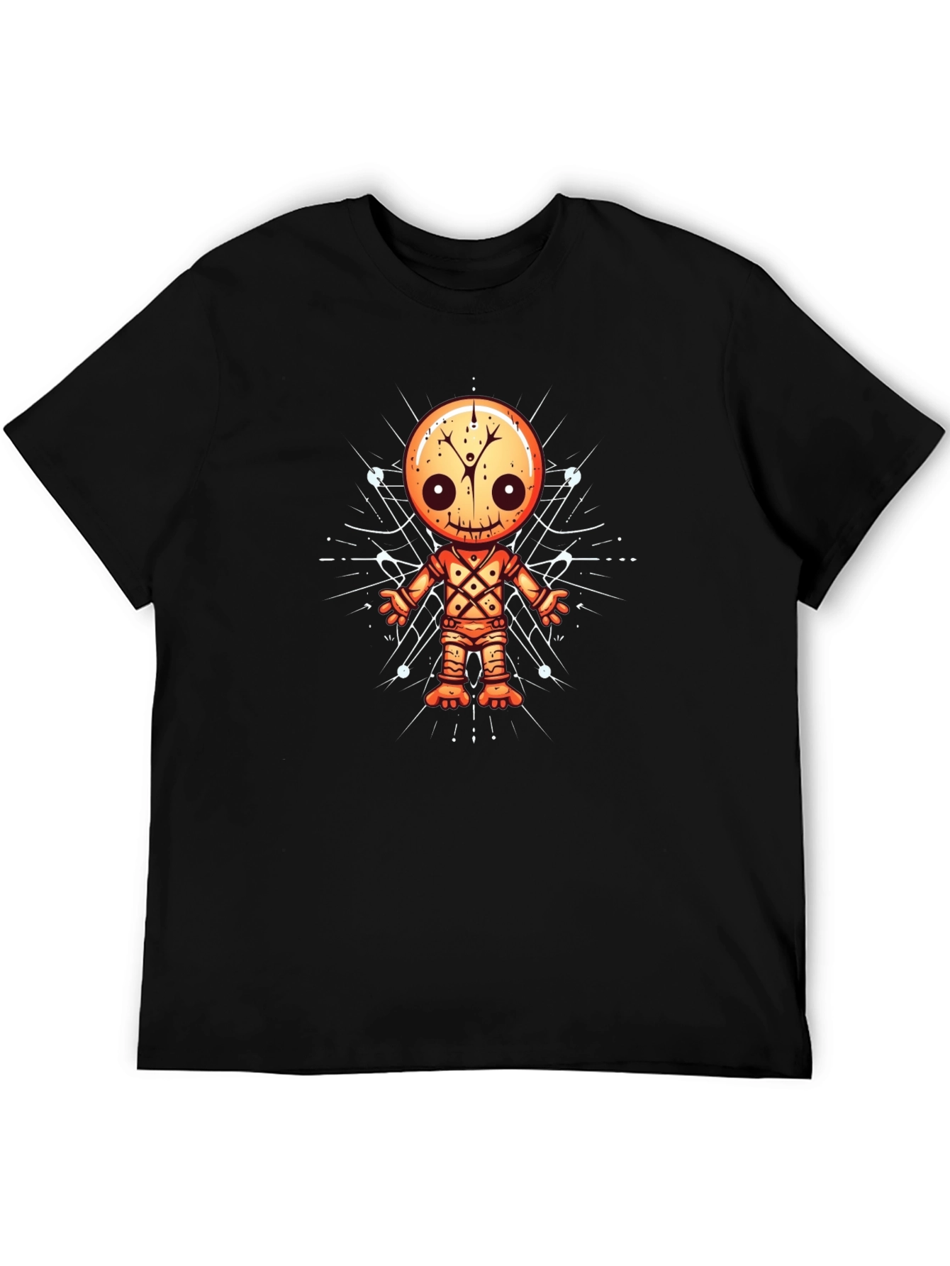Black Voodoo Doll Graphic Tee - Unisex Black T-Shirt view 5