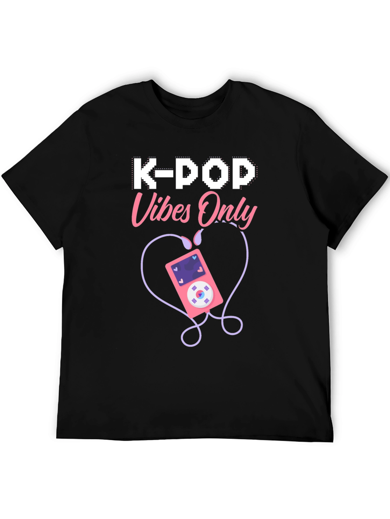 Black K-Pop Vibes Only Graphic T-Shirt view 5