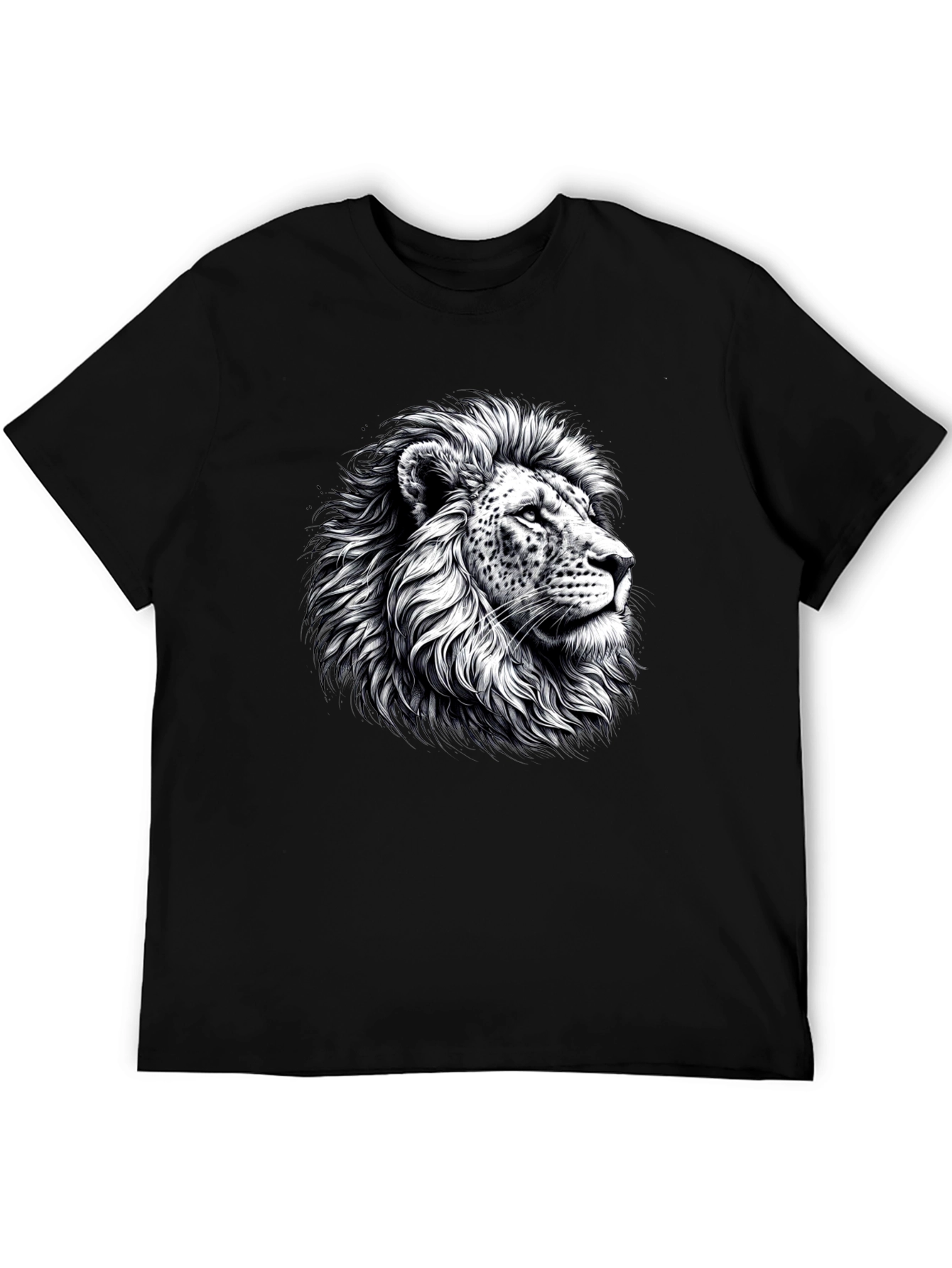 Black Lion Graphic Print Black T-Shirt view 5