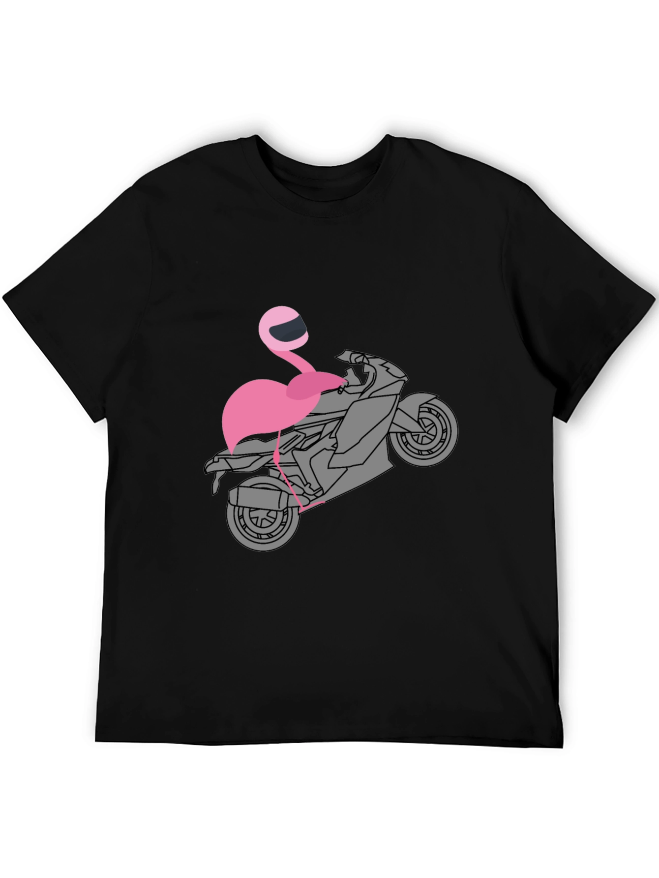 Black Flamingo Biker T-Shirt - Unique Graphic Tee view 5