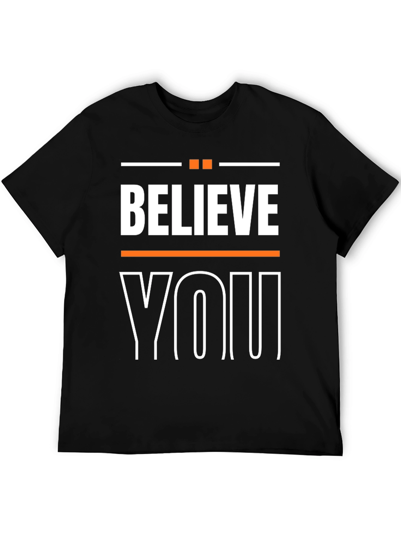 Black Believe In You Graphic Print Crew Neck T-Shirt view 5