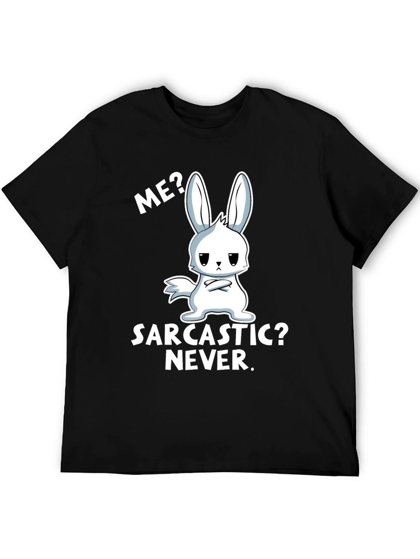 Black Sarcastic Bunny Graphic Tee - Me? Never! view 5