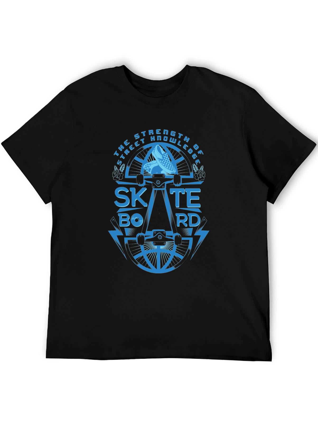 Black Skateboarding Graphic Tee - The Strength of Street Knowledge Black T-Shirt view 5