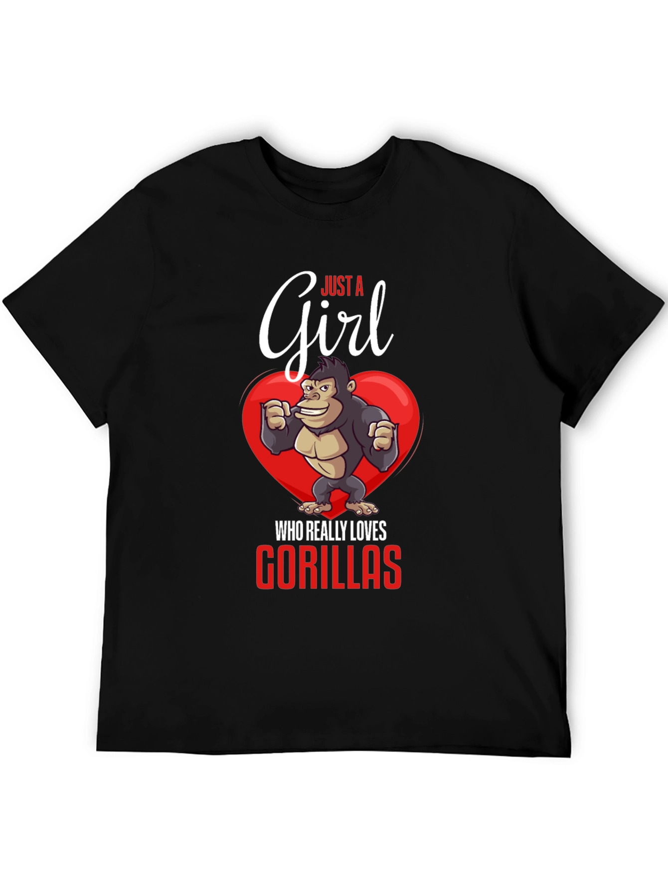 Black Just a Girl Who Loves Gorillas T-Shirt view 5