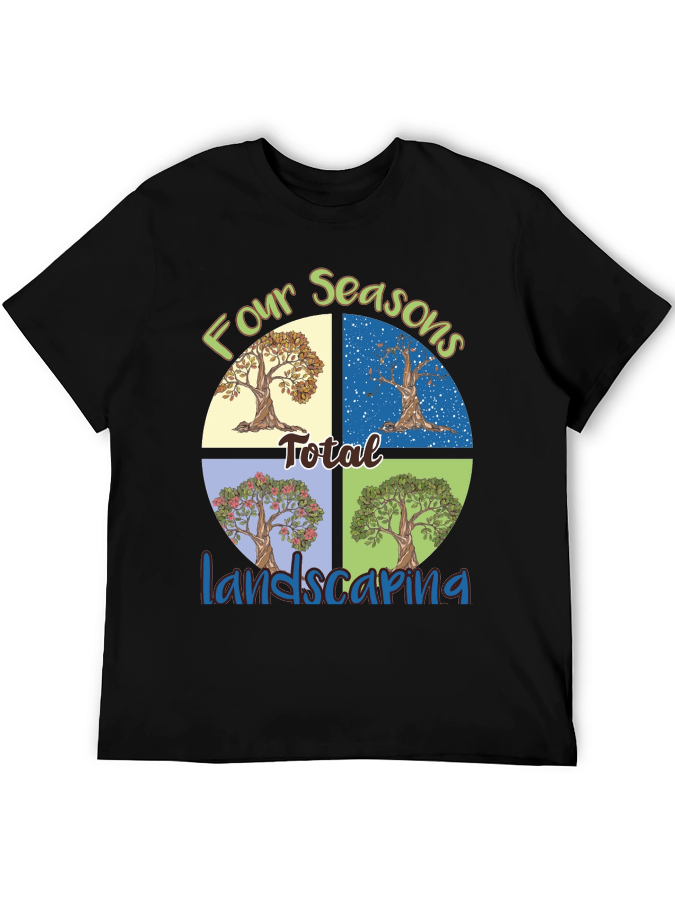 Black Four Seasons Landscaping T-Shirt view 5