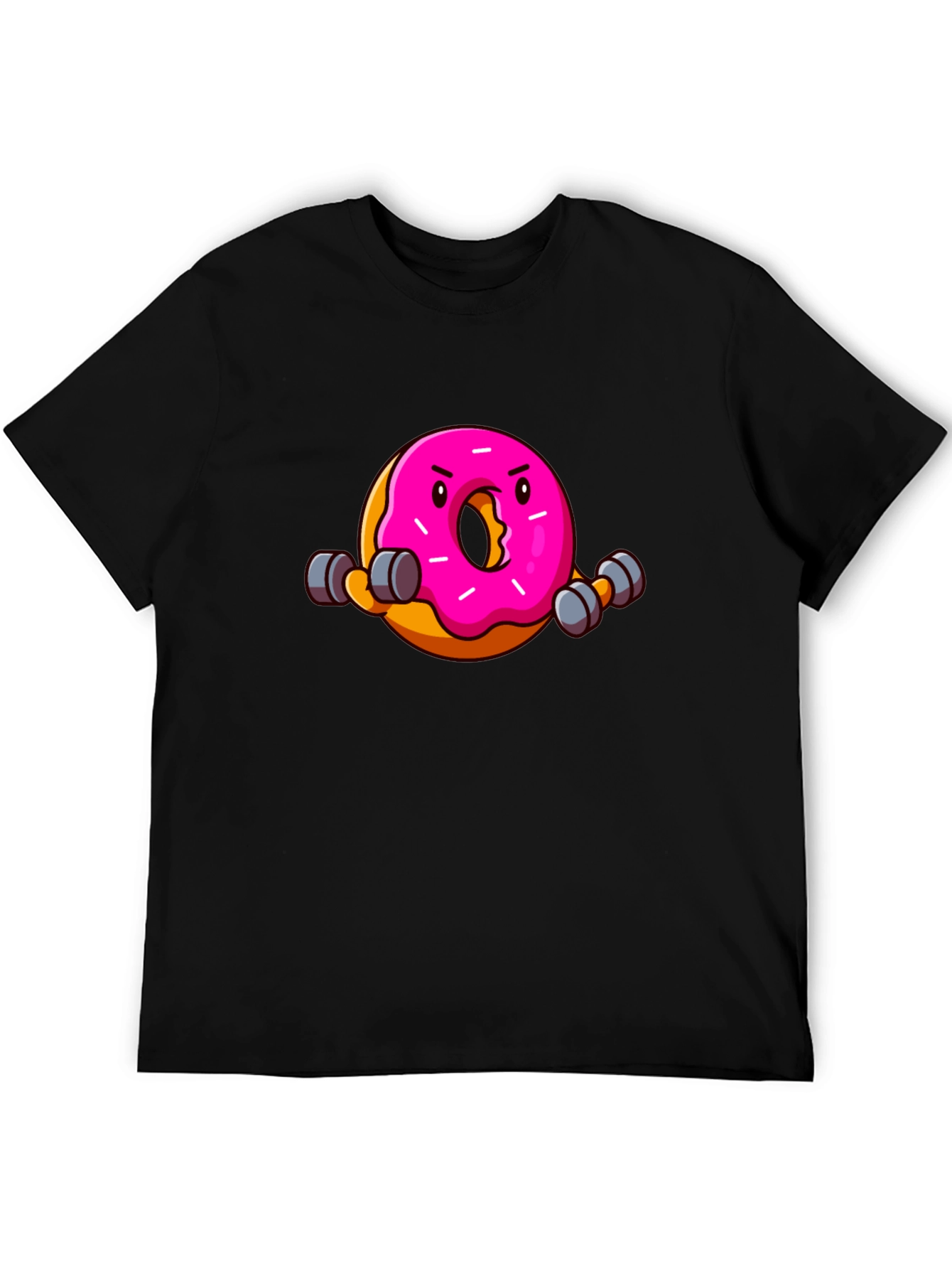Black Funny Donut Workout Graphic T-Shirt view 5