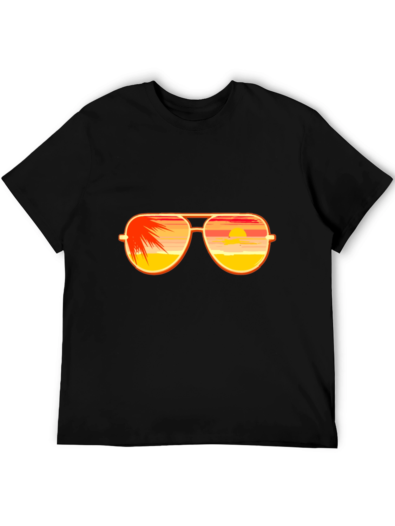 Black Sunset Sunglasses Graphic T-Shirt - Black Cotton Tee view 5