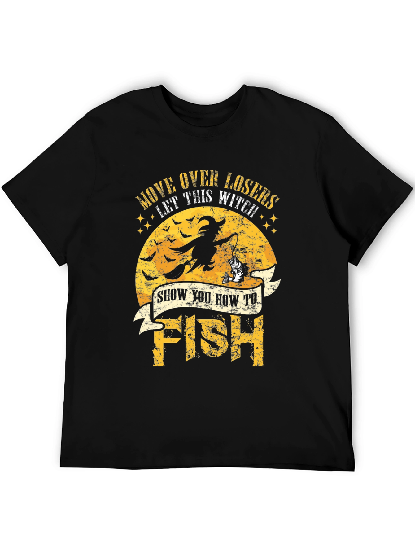 Black Witch Fishing Graphic T-Shirt - Halloween Style view 5