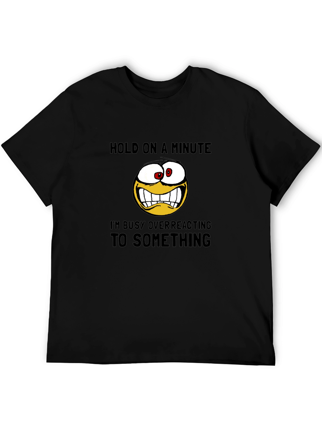 Black Funny Overreacting Emoji Graphic T-Shirt view 5