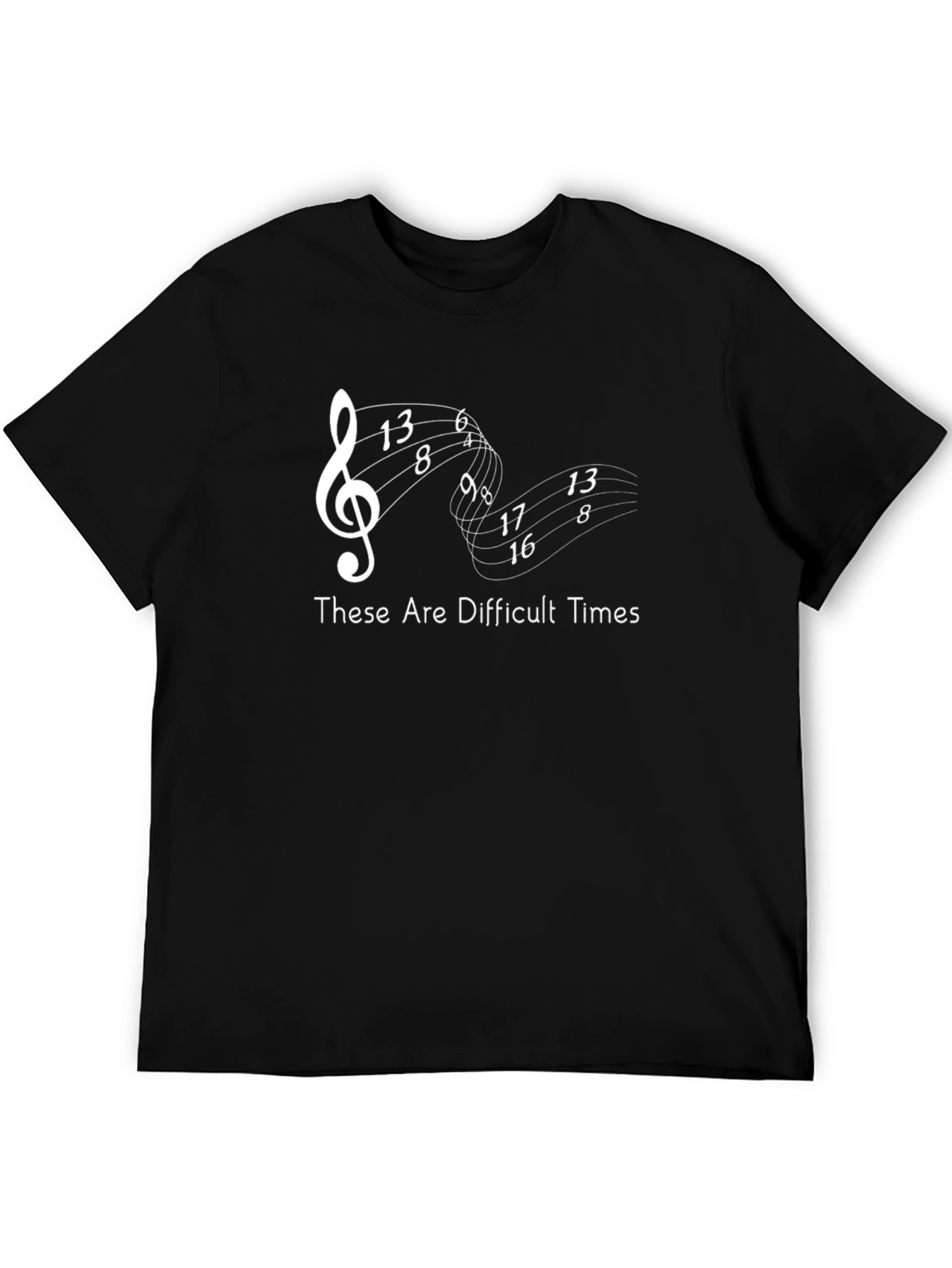 Black Difficult Times Music Note T-Shirt view 5