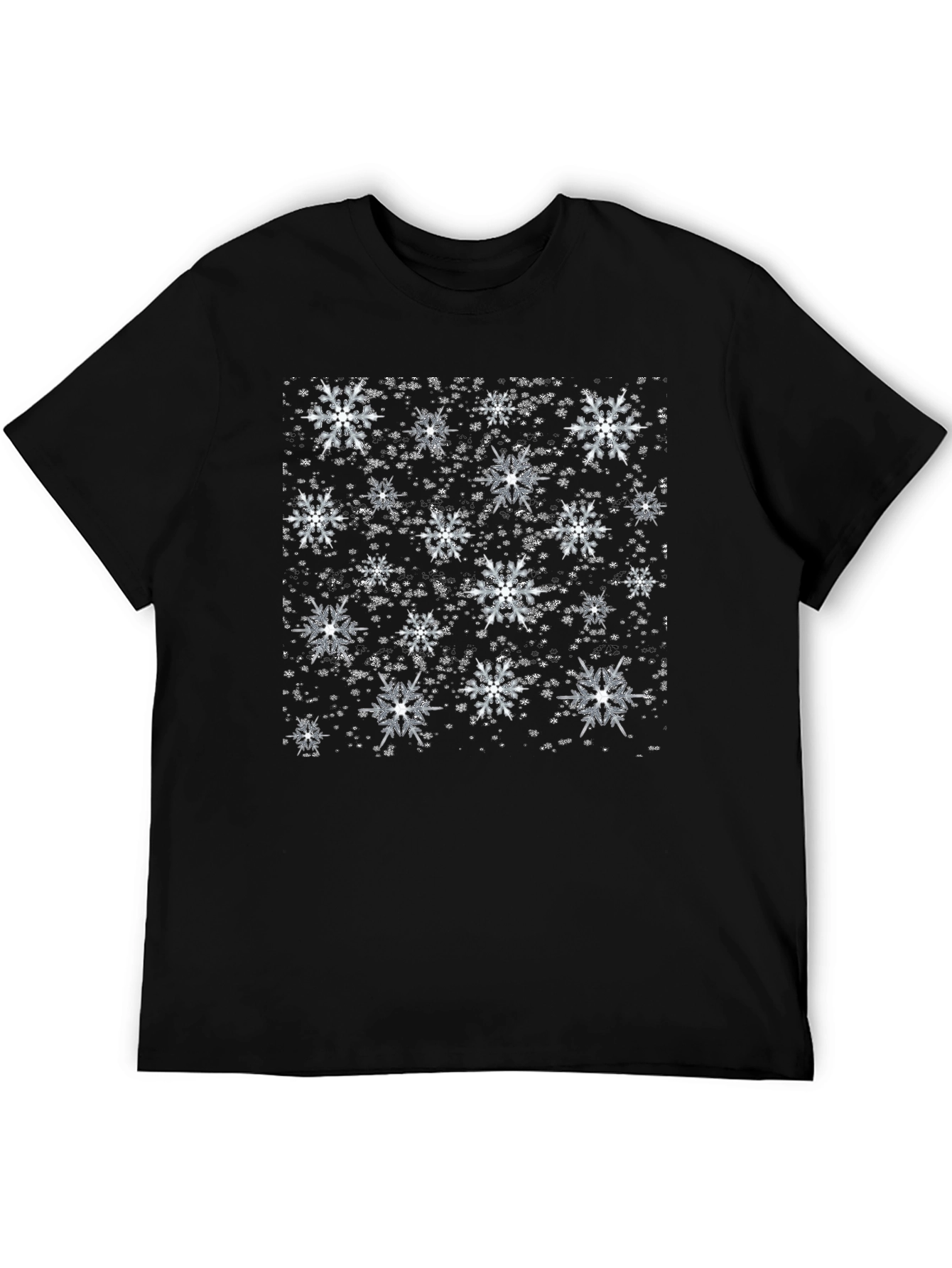 Black Snowflake Pattern Black T-Shirt view 5