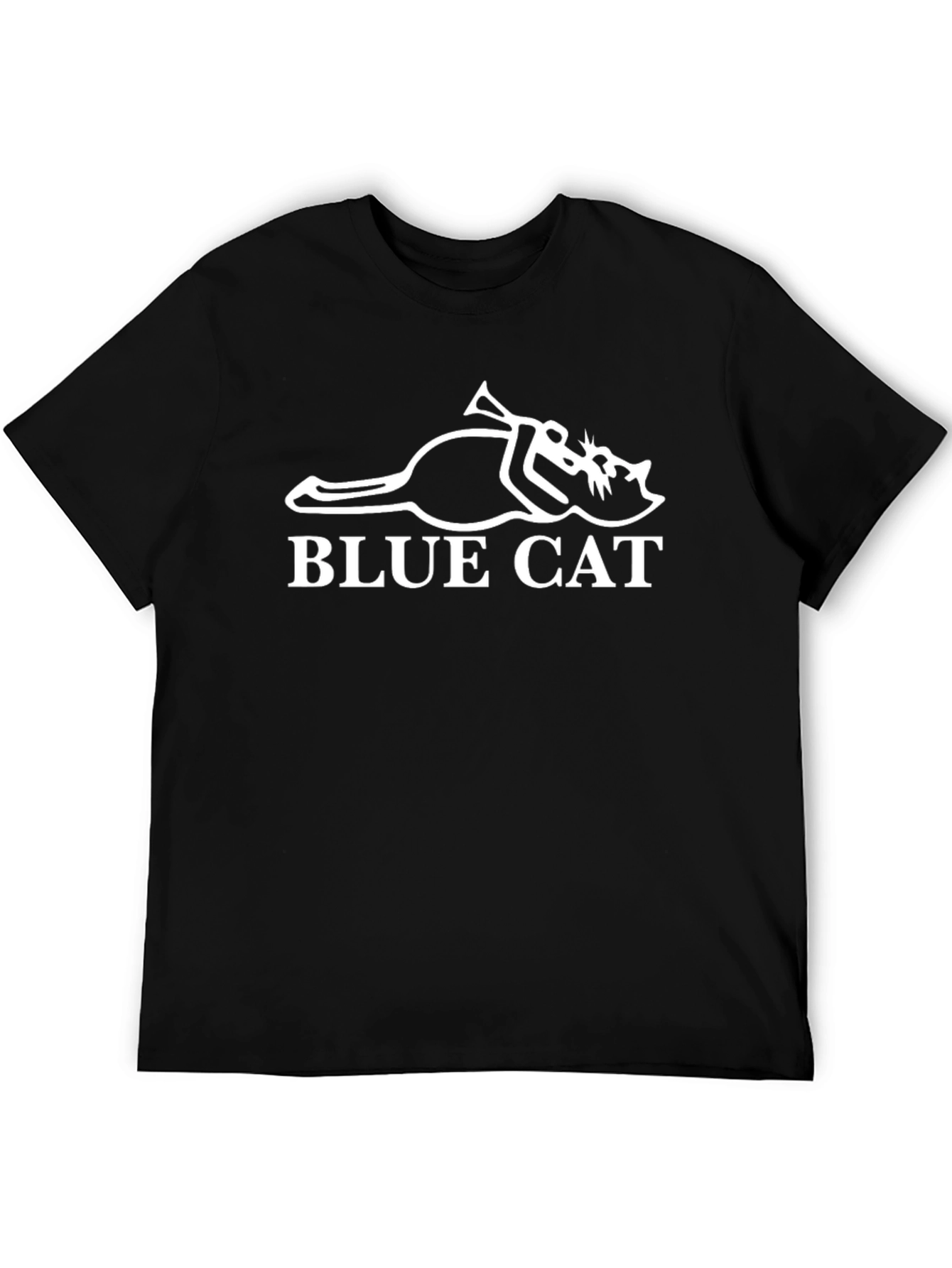 Black Blue Cat Trumpet T-Shirt - Novelty Music Tee view 5