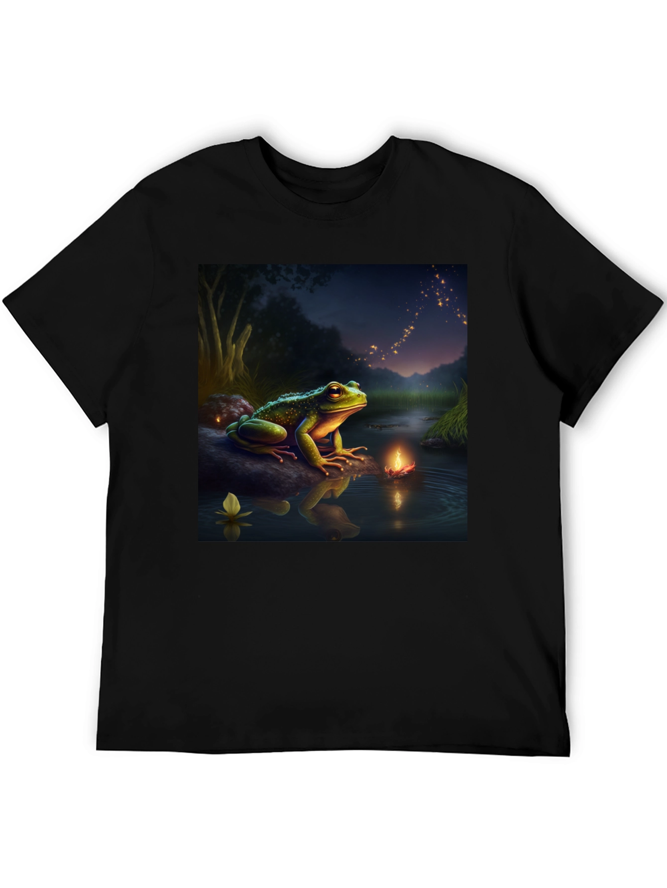 Black Frog & Firefly T-Shirt - Fantasy Design view 5