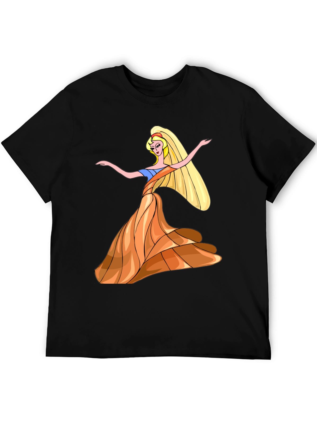 Black Princess Cartoon Graphic T-Shirt view 5