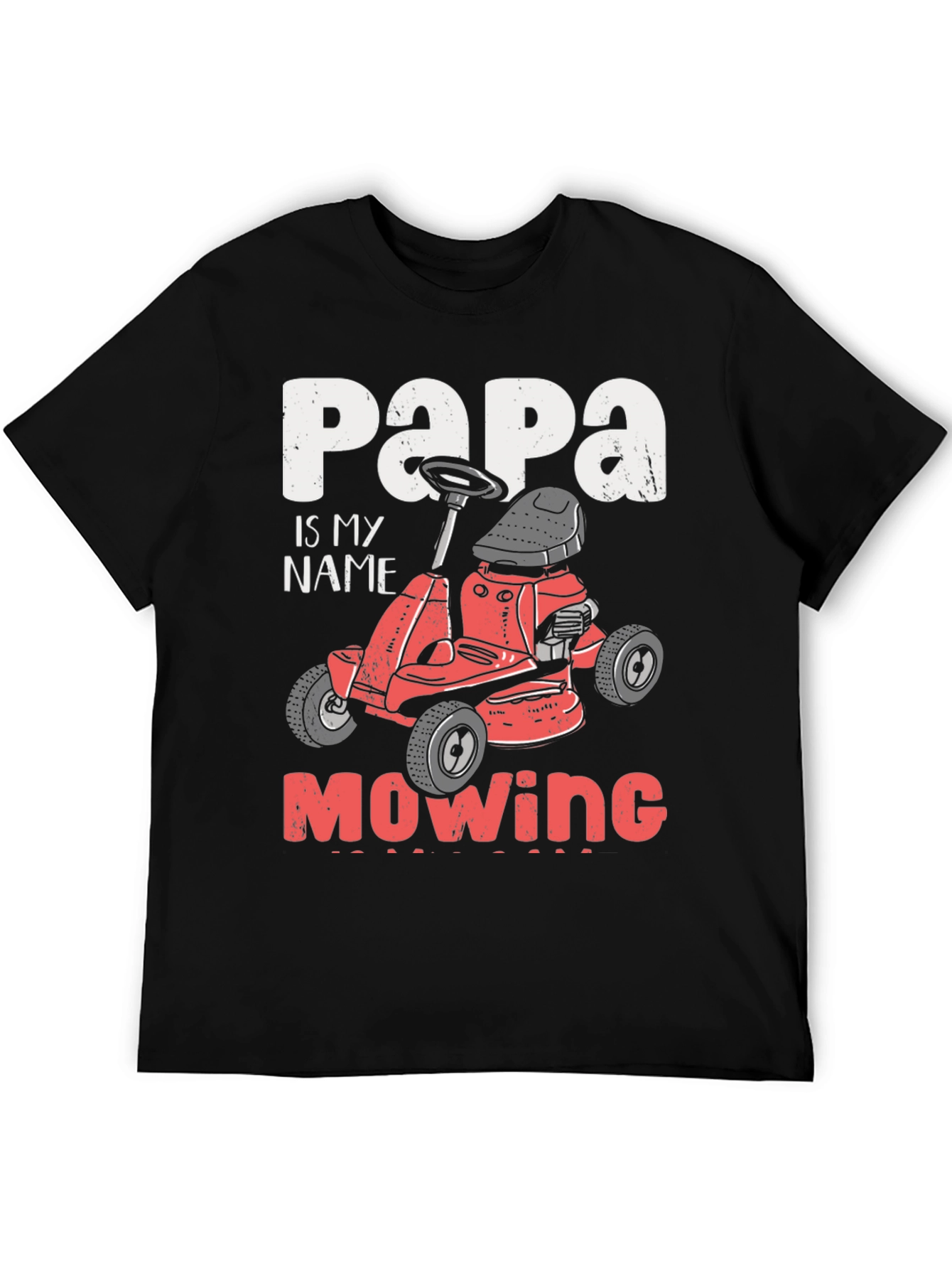 Black Papa Mowing T-Shirt - Funny Lawn Mower Dad Tee view 5