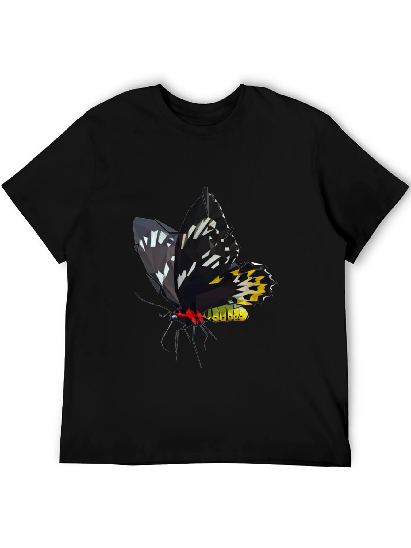 Black Geometric Butterfly Graphic Tee - Modern Black T-Shirt view 5