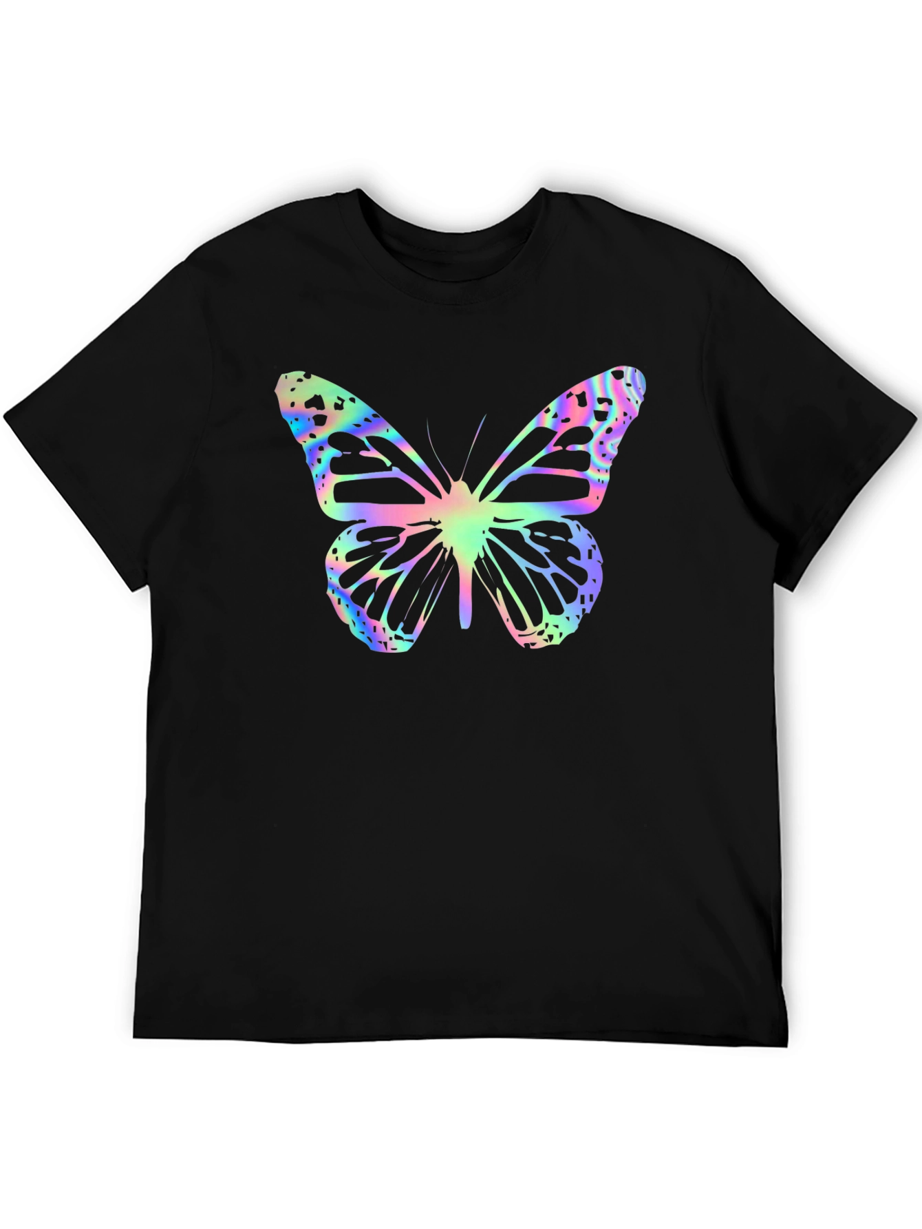 Black Butterfly Print Black T-Shirt view 5