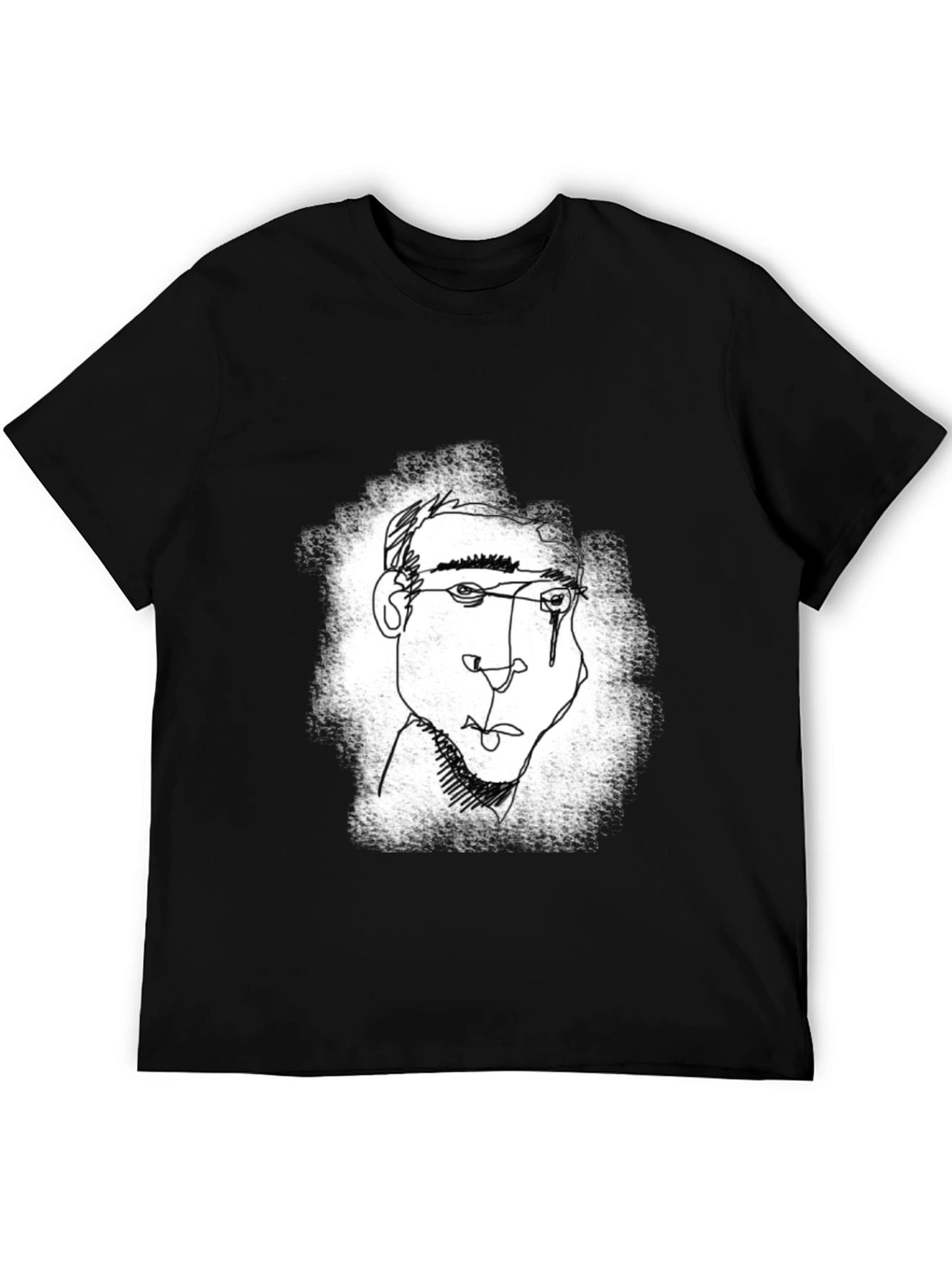 Black Abstract Line Art Graphic Tee - Black view 5