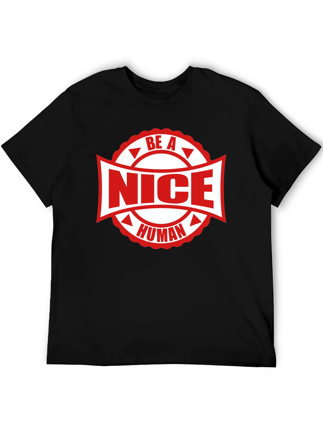 Black Be A Nice Human Graphic Tee - Black Cotton T-Shirt view 5