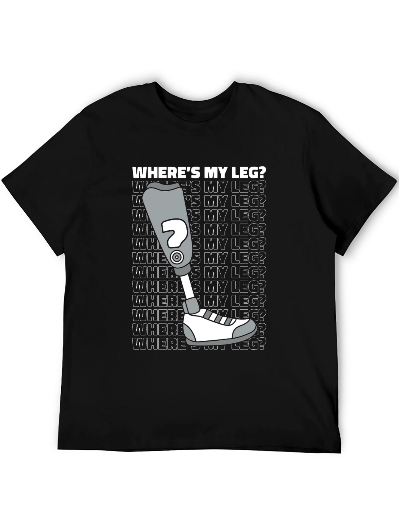 Black Where's My Leg? Novelty T-Shirt view 5