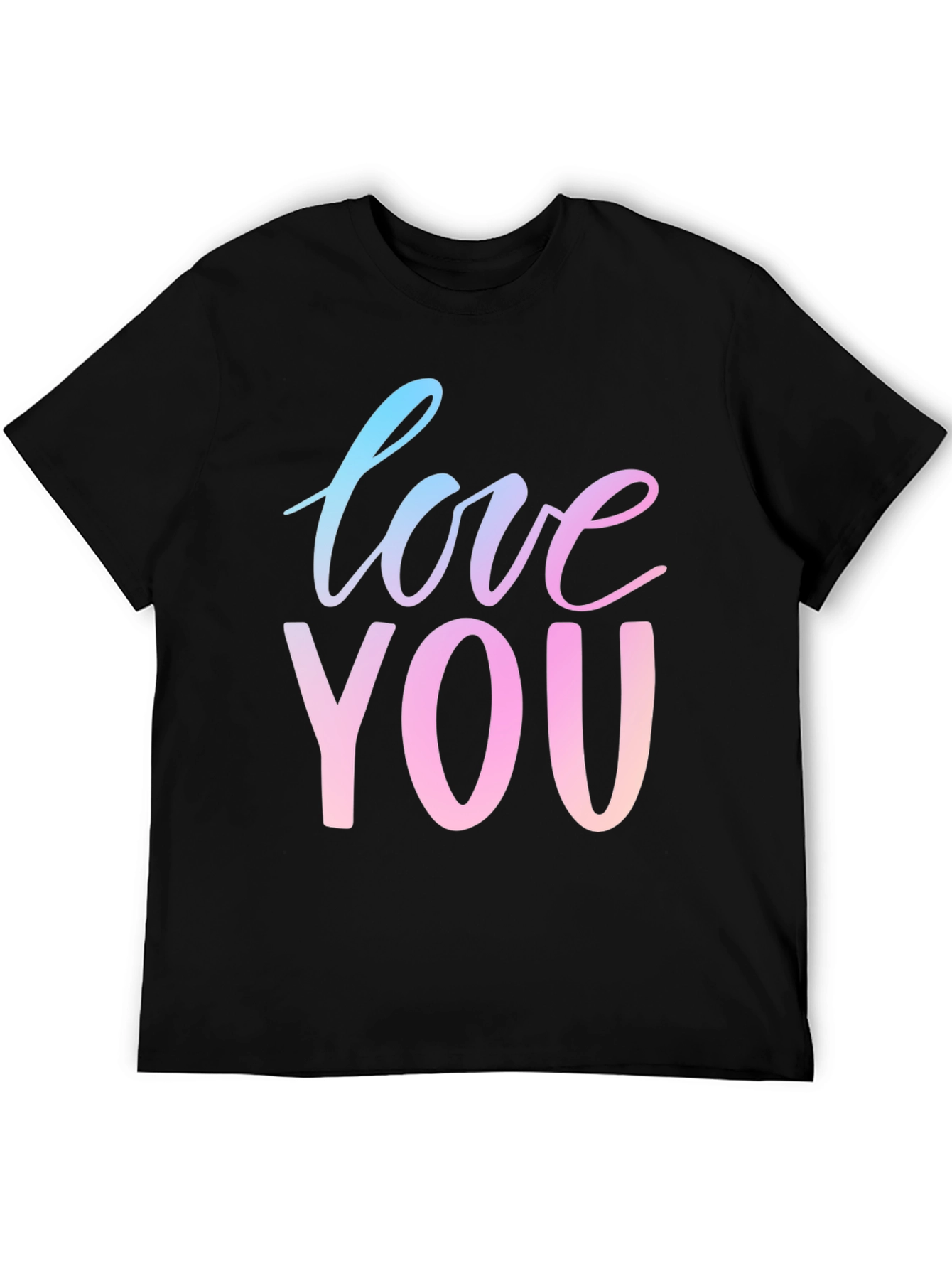Black Love You Graphic Tee - Gradient Text, Black Shirt view 5