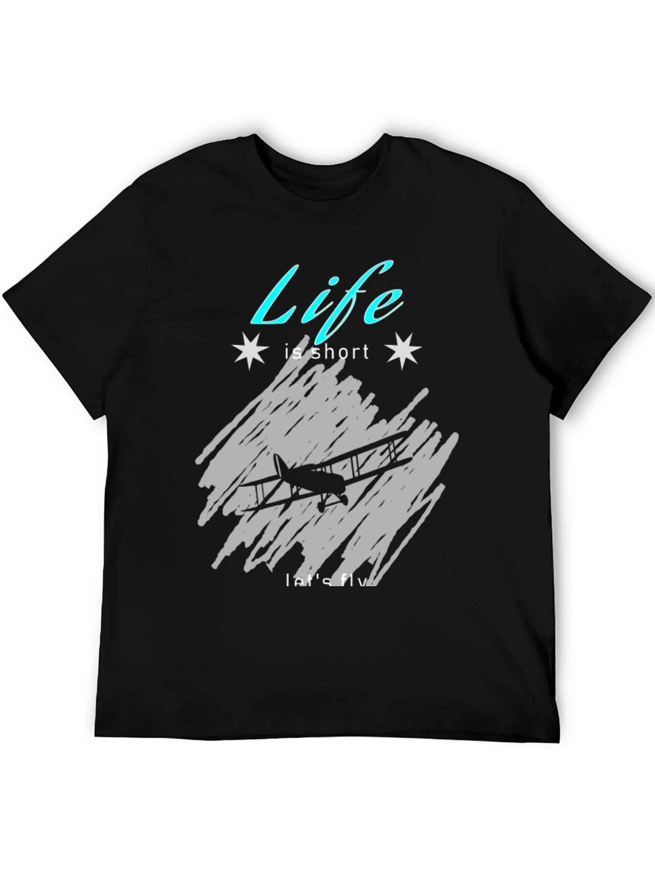 Black Life Is Short, Let's Fly Graphic Tee view 5