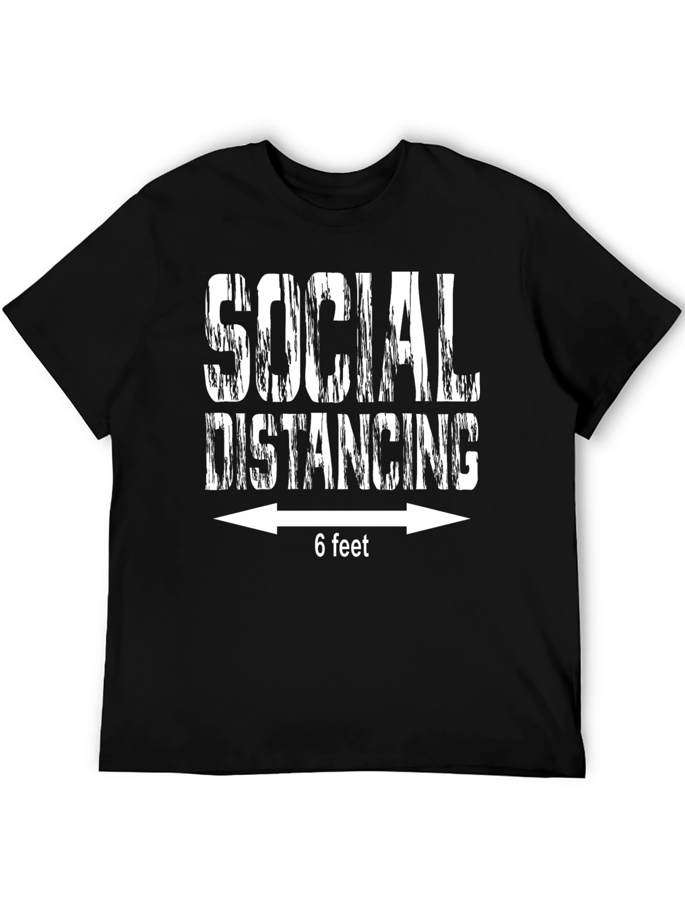 Black Social Distancing 6 Feet Funny T-Shirt view 5