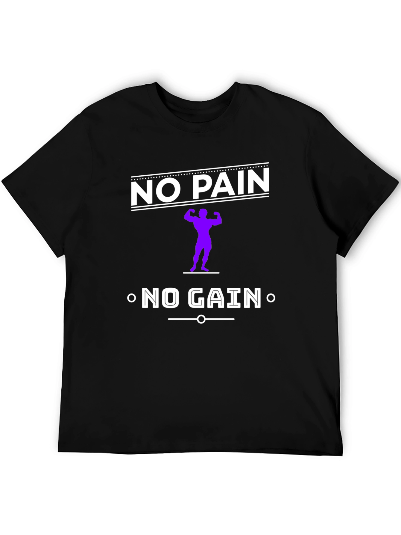 Black No Pain No Gain Black Graphic T-Shirt view 5