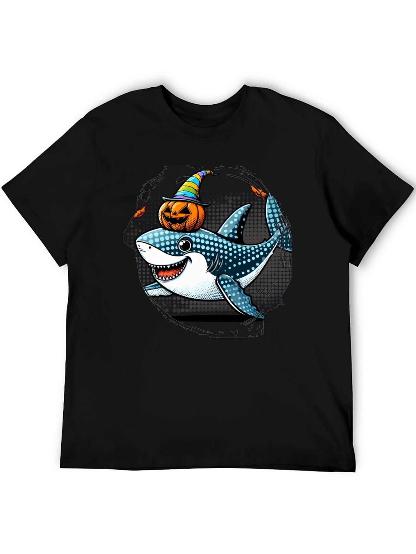 Black Halloween Shark T-Shirt view 5