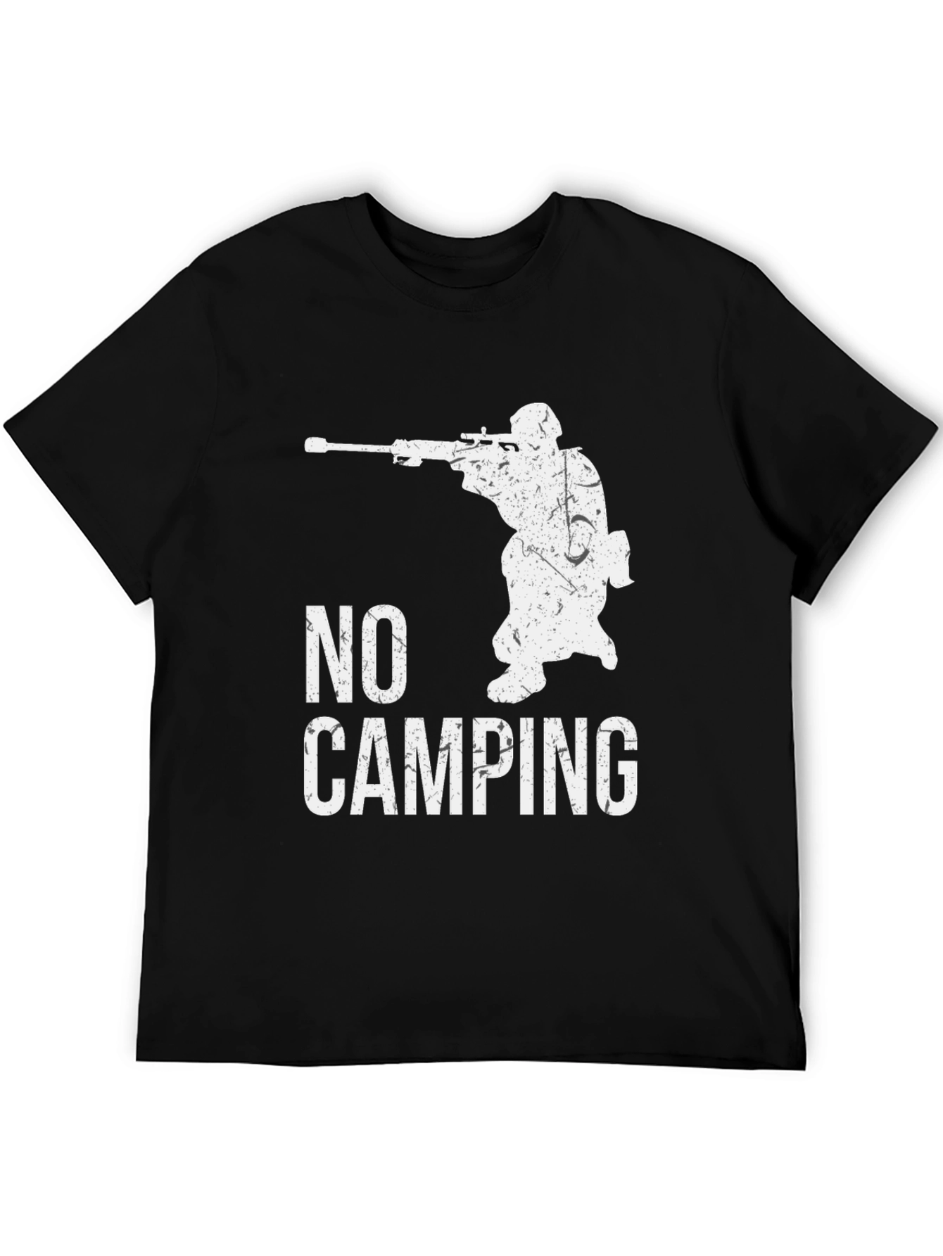 Black No Camping Sniper Graphic Tee - Black Cotton view 5