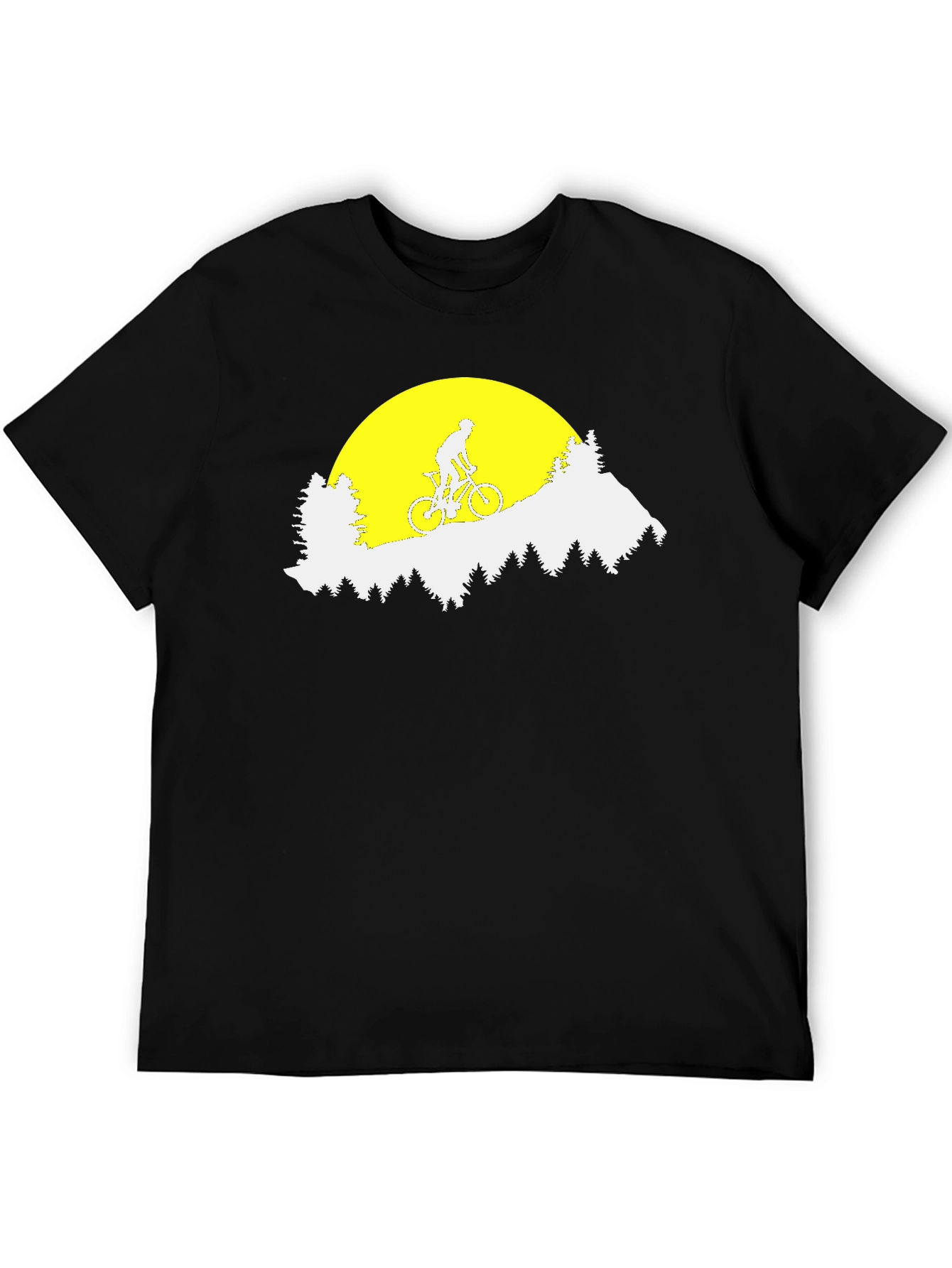 Black Mountain Biker Sunset Graphic Tee - Black Cotton T-Shirt view 5