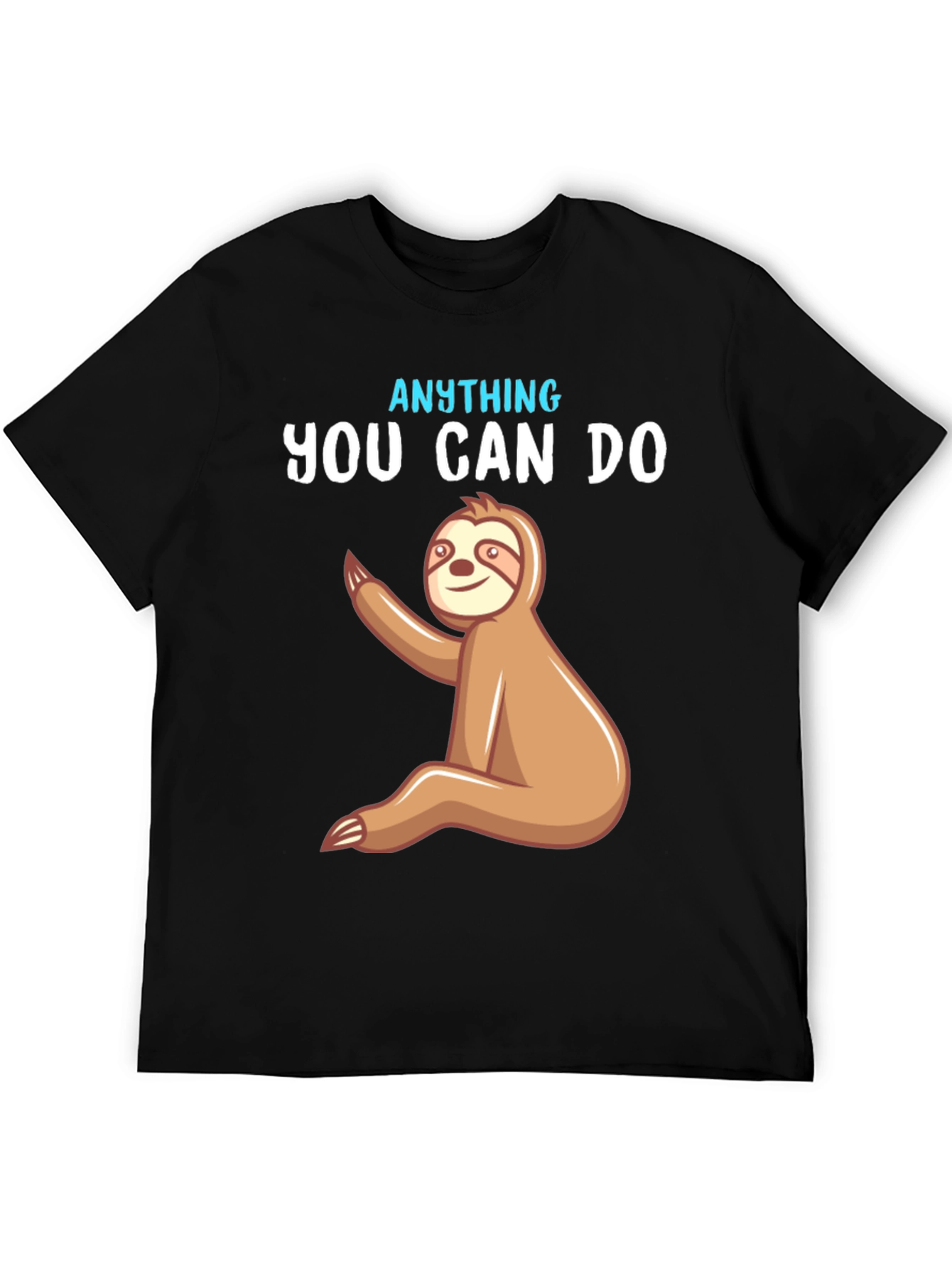 Black Funny Sloth "Anything You Can Do" Graphic T-Shirt view 5
