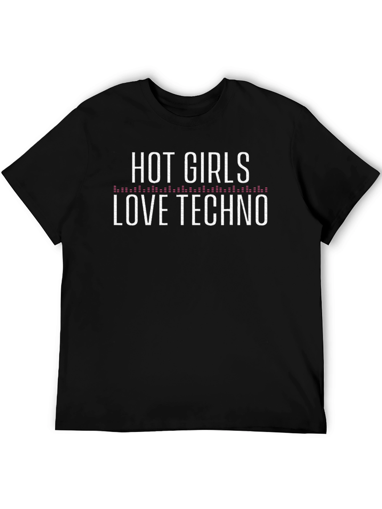 Black Hot Girls Love Techno T-Shirt - Black Crew Neck Tee view 5