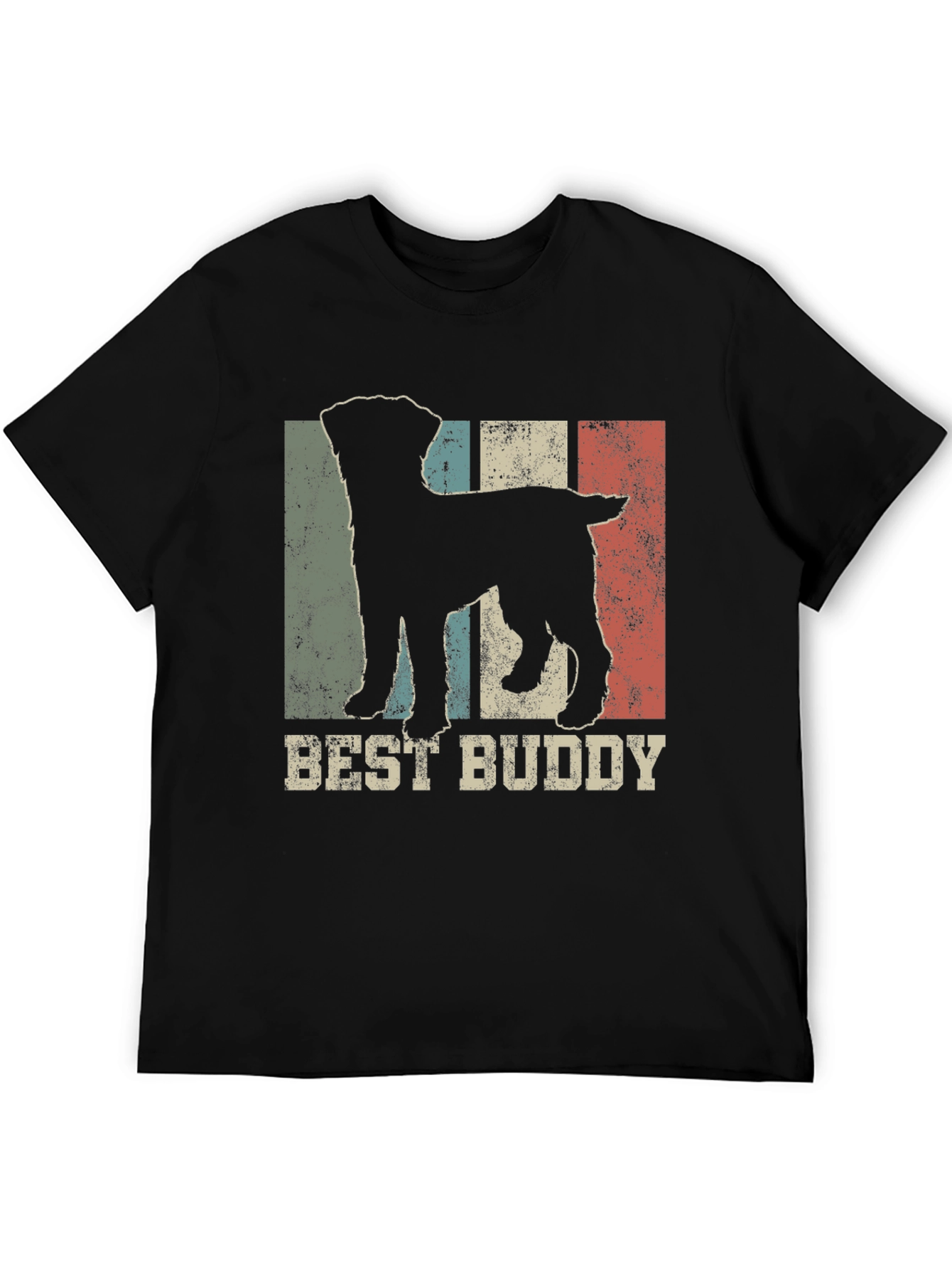 Black Best Buddy Dog Silhouette Men's T-Shirt view 5